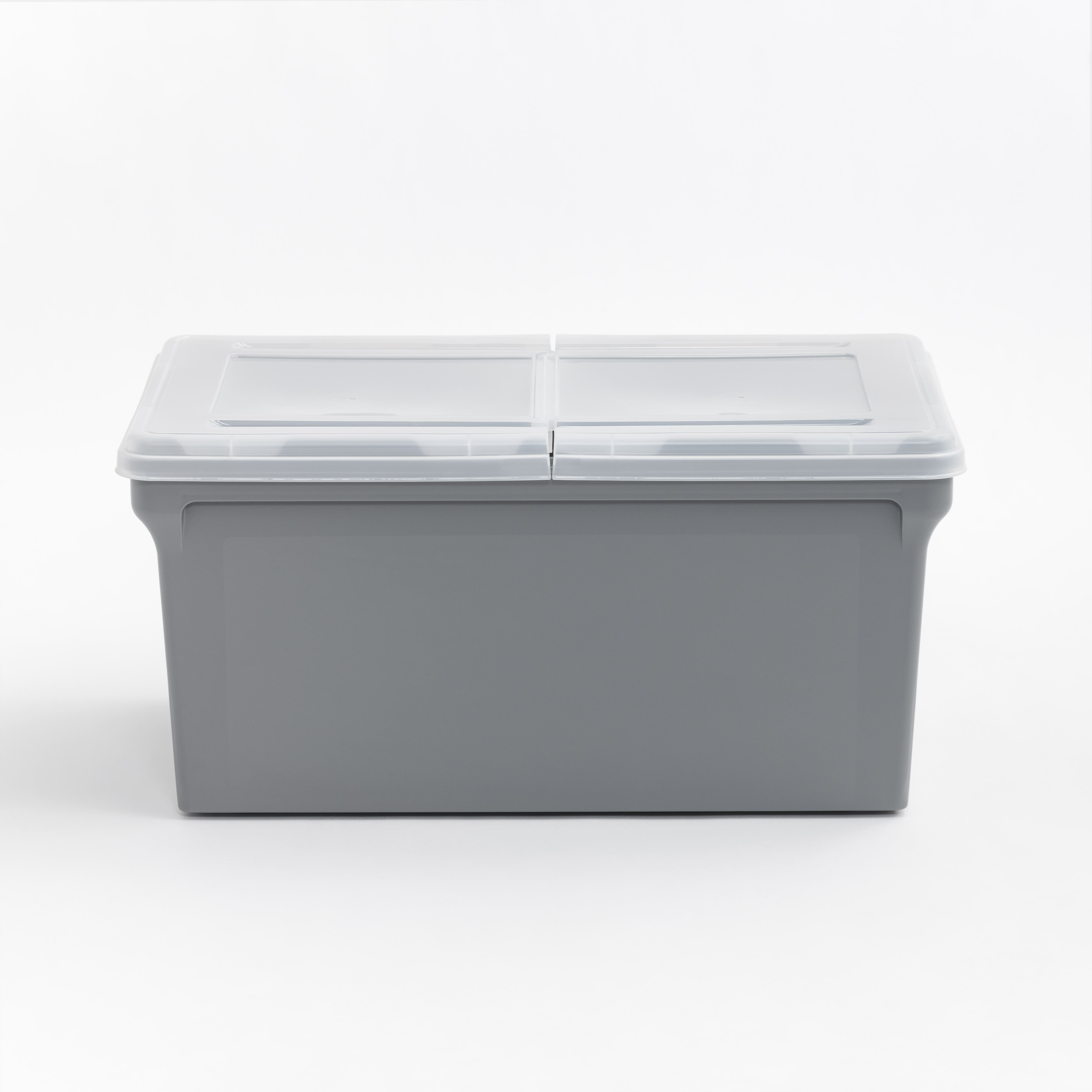 Iris® Gray Split-Lid Letter Size File Box, 4 Pack