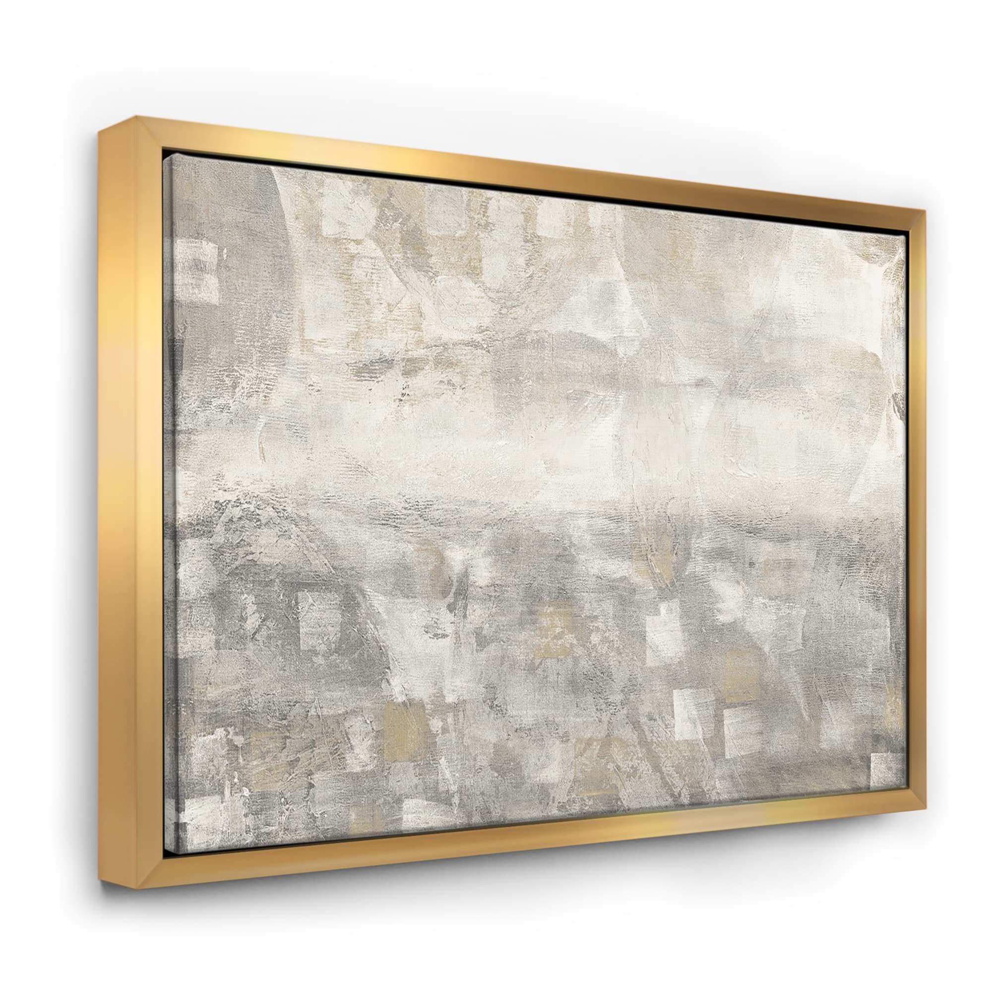 Designart - Gray Abstract Watercolor - Contemporary Canvas in Gold Frame