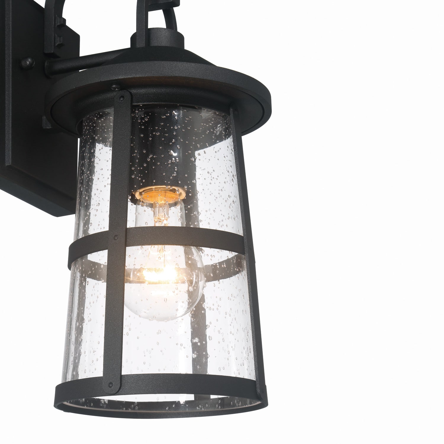 Hello Honey&#xAE; Nantucket Matte Black Coastal Metal &#x26; Glass Wall Mounted Outdoor Lantern Light