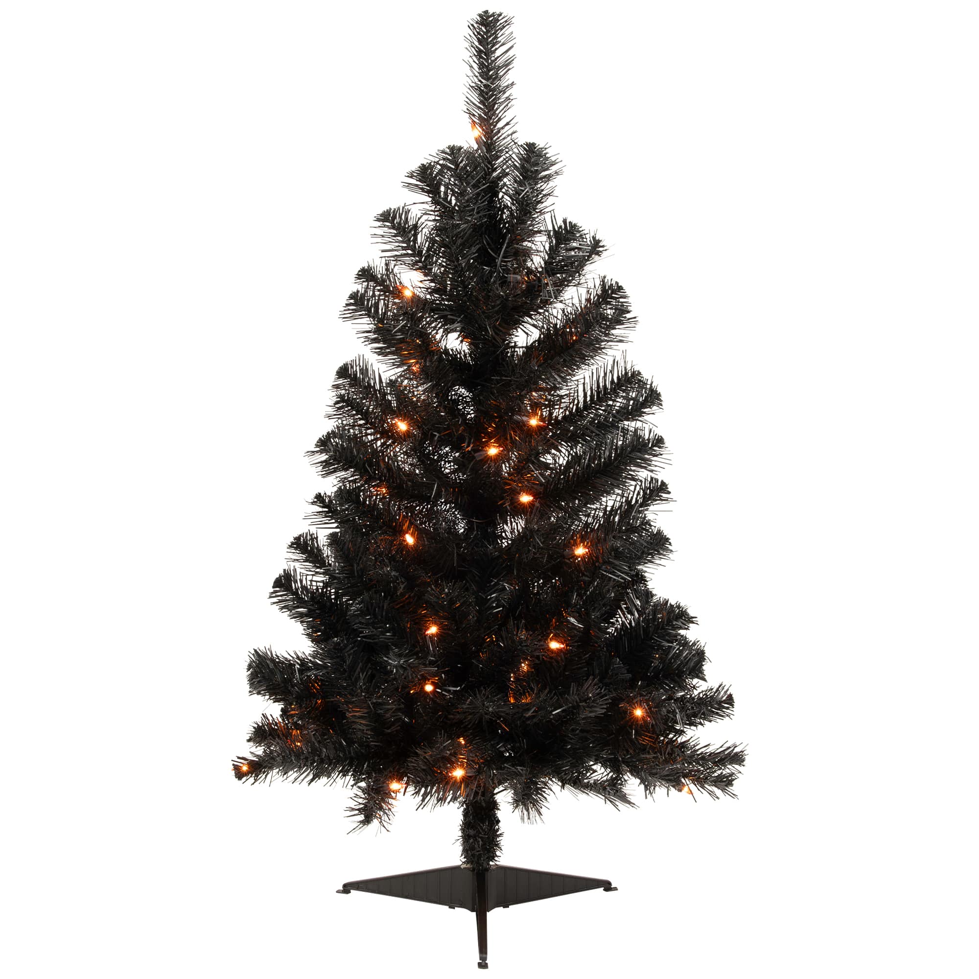 3ft. Pre-Lit Black Noble Spruce Artificial Halloween Tree, Orange Lights