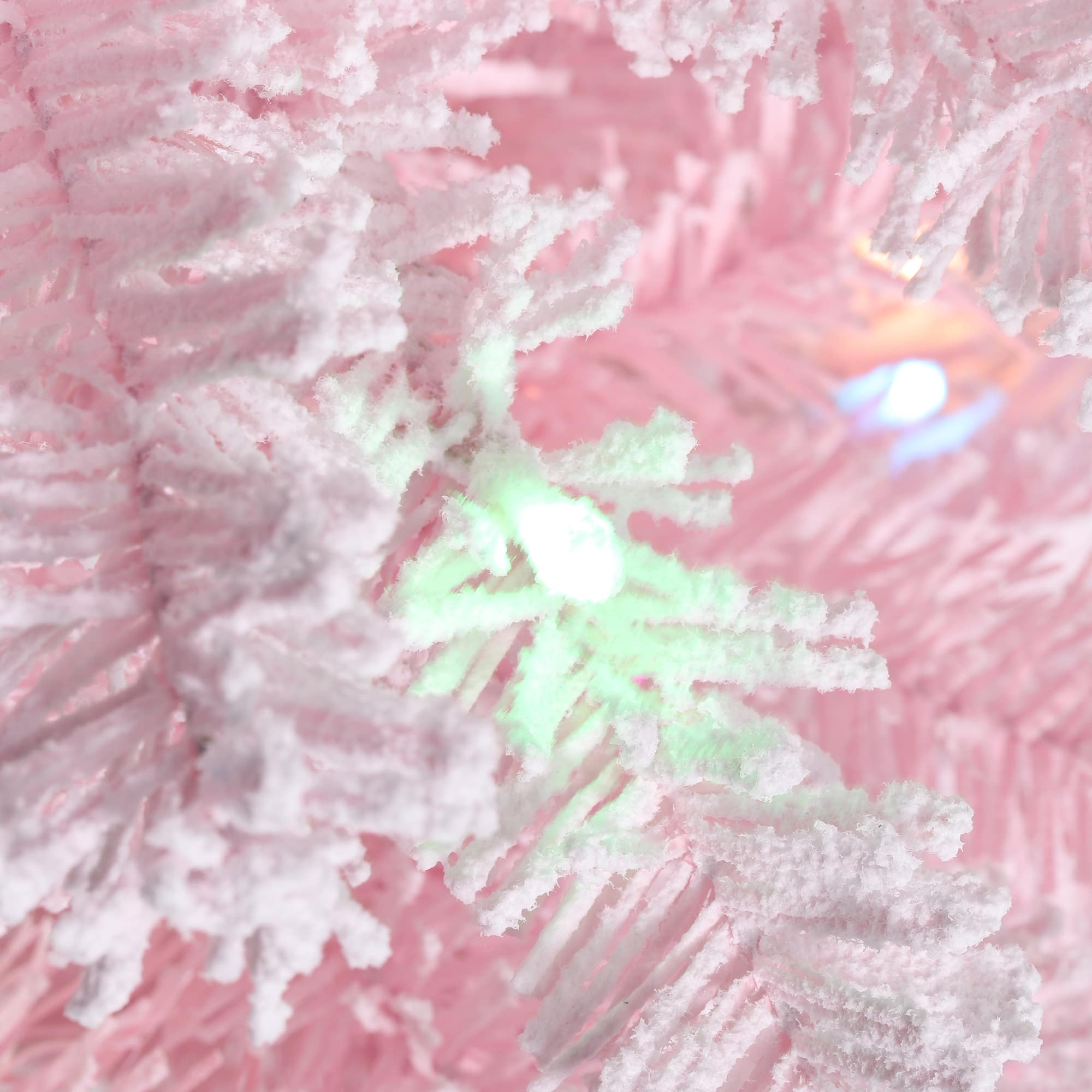 Glitzhome&#xAE; 4ft Pre-Lit Flocked Pink Artificial Christmas Porch Tree, Multi-color LED Lights