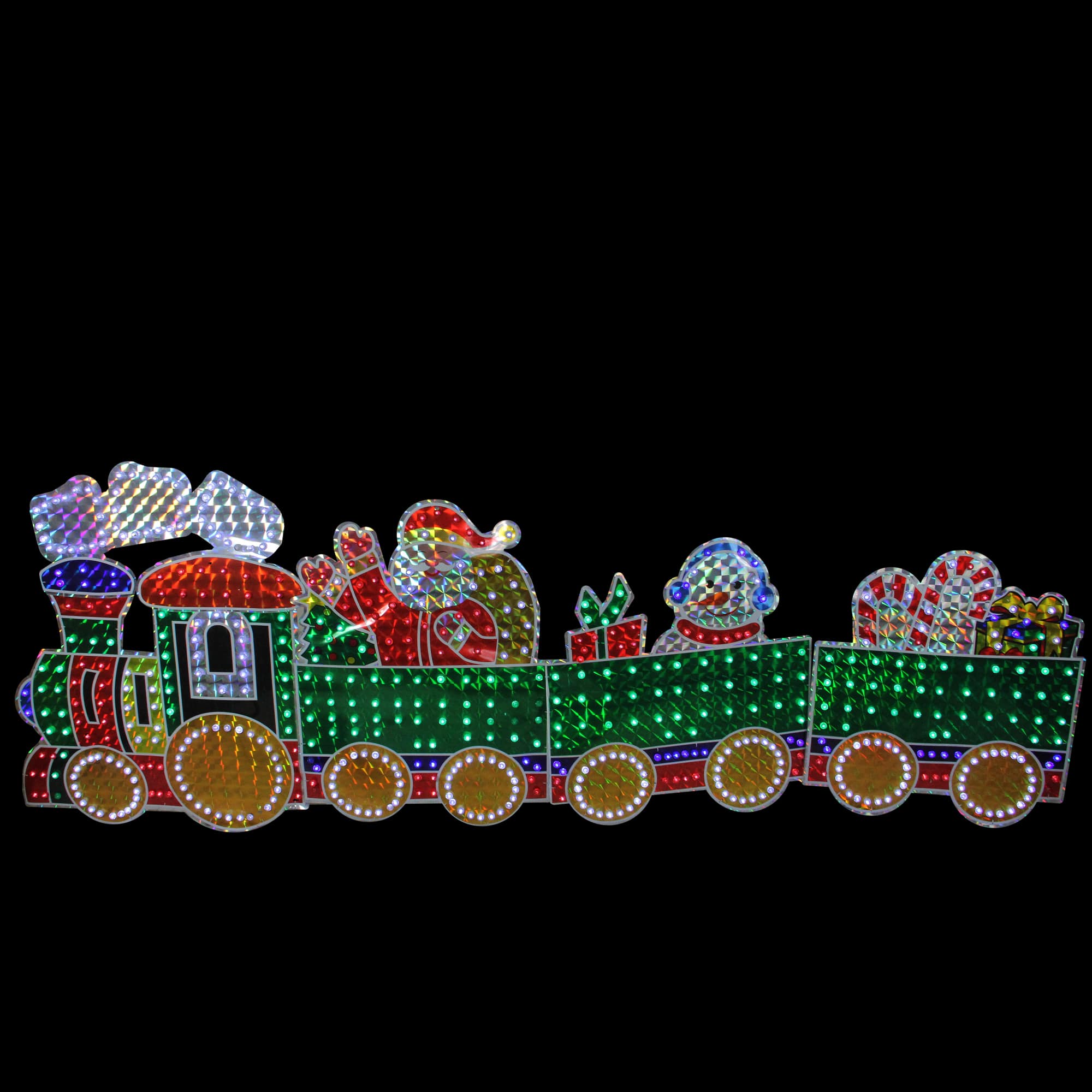 8.5ft. Holographic LED Lighted Motion Train Set Outdoor Christmas ...