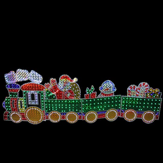 8.5ft. Holographic LED Lighted Motion Train Set Outdoor Christmas ...
