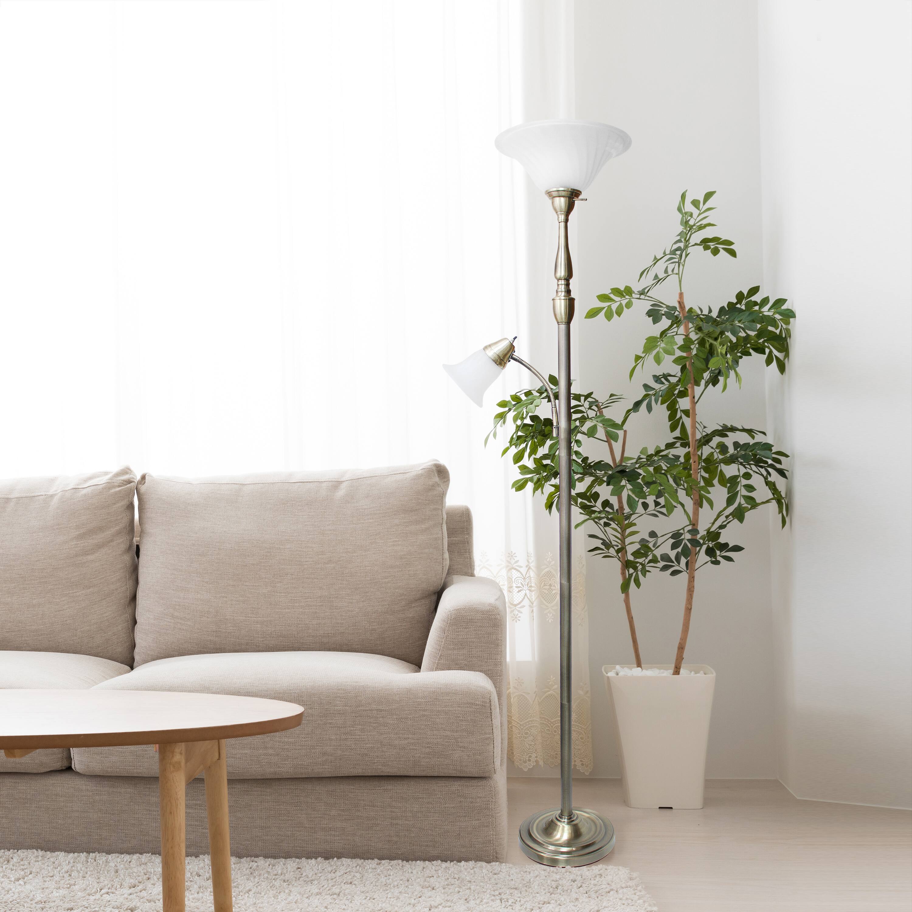 Lalia Home Torchiere Floor Lamp with Reading Light