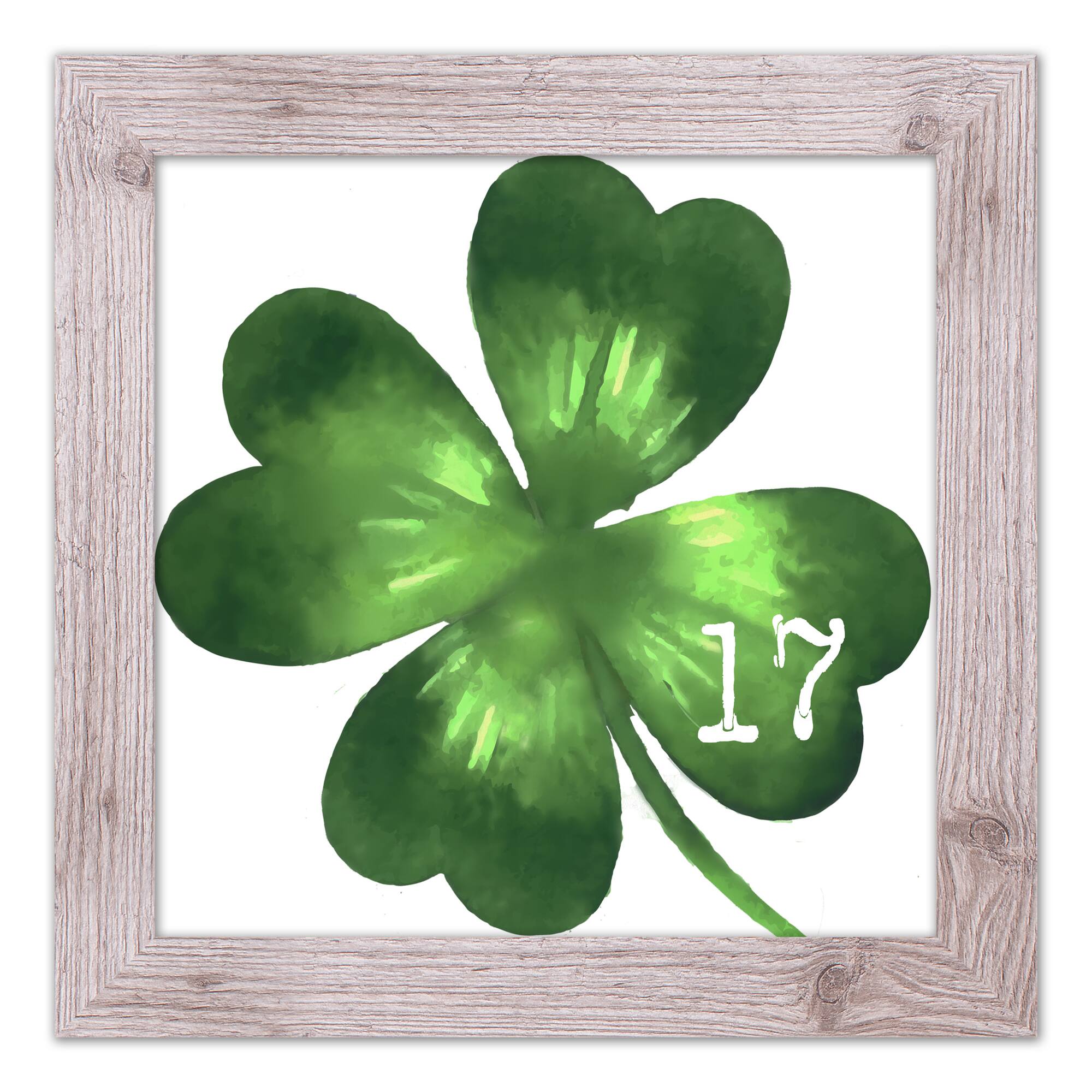 Large Four Leaf Clover Date Framed Print 16" x 16" Western White Framed Print