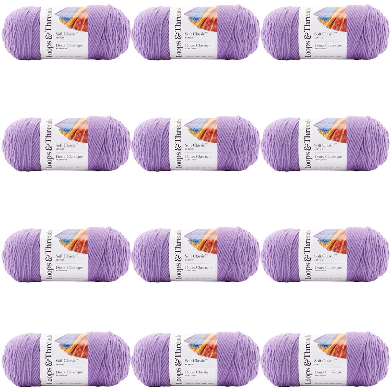 12 Pack: Soft Classic&#x2122; Solid Yarn by Loops &#x26; Threads&#xAE;