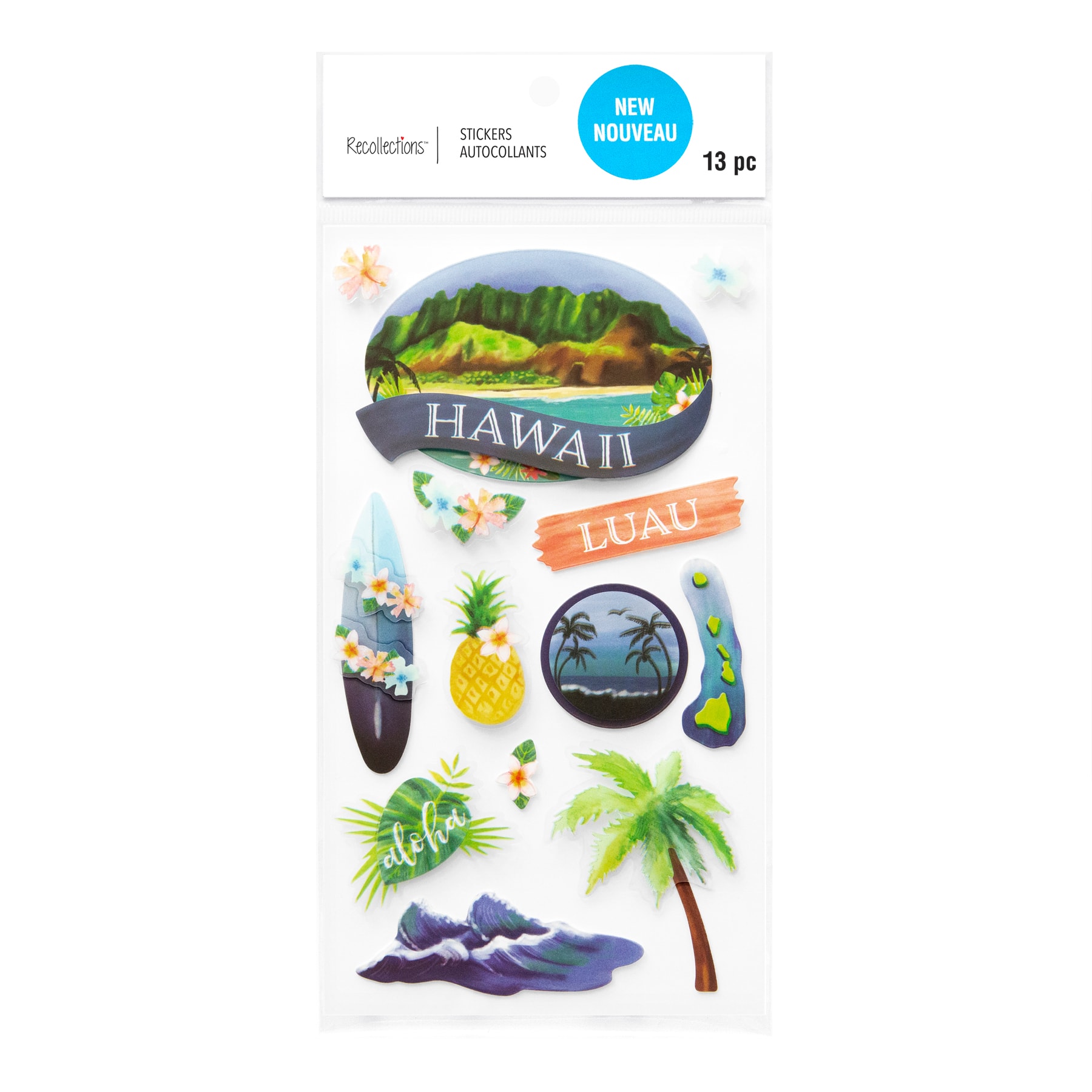 12 Pack: Hawaii Dimensional Stickers by Recollections™