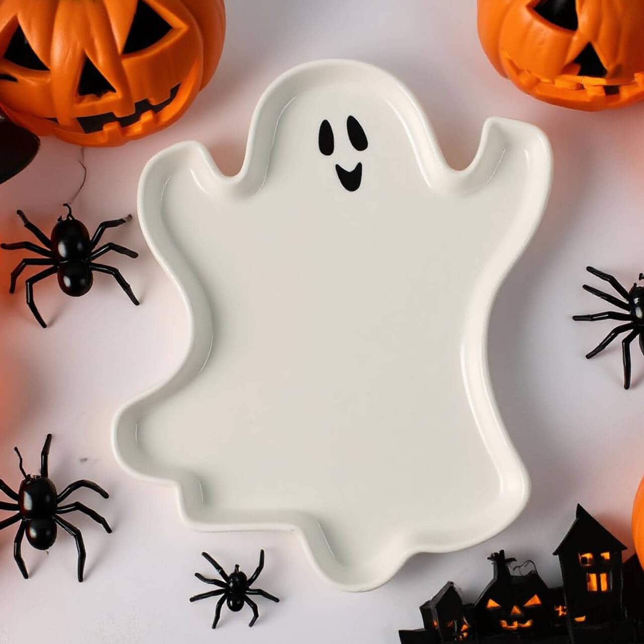 11.75&#x22; Ceramic Ghost Platter by Makery&#x2122;