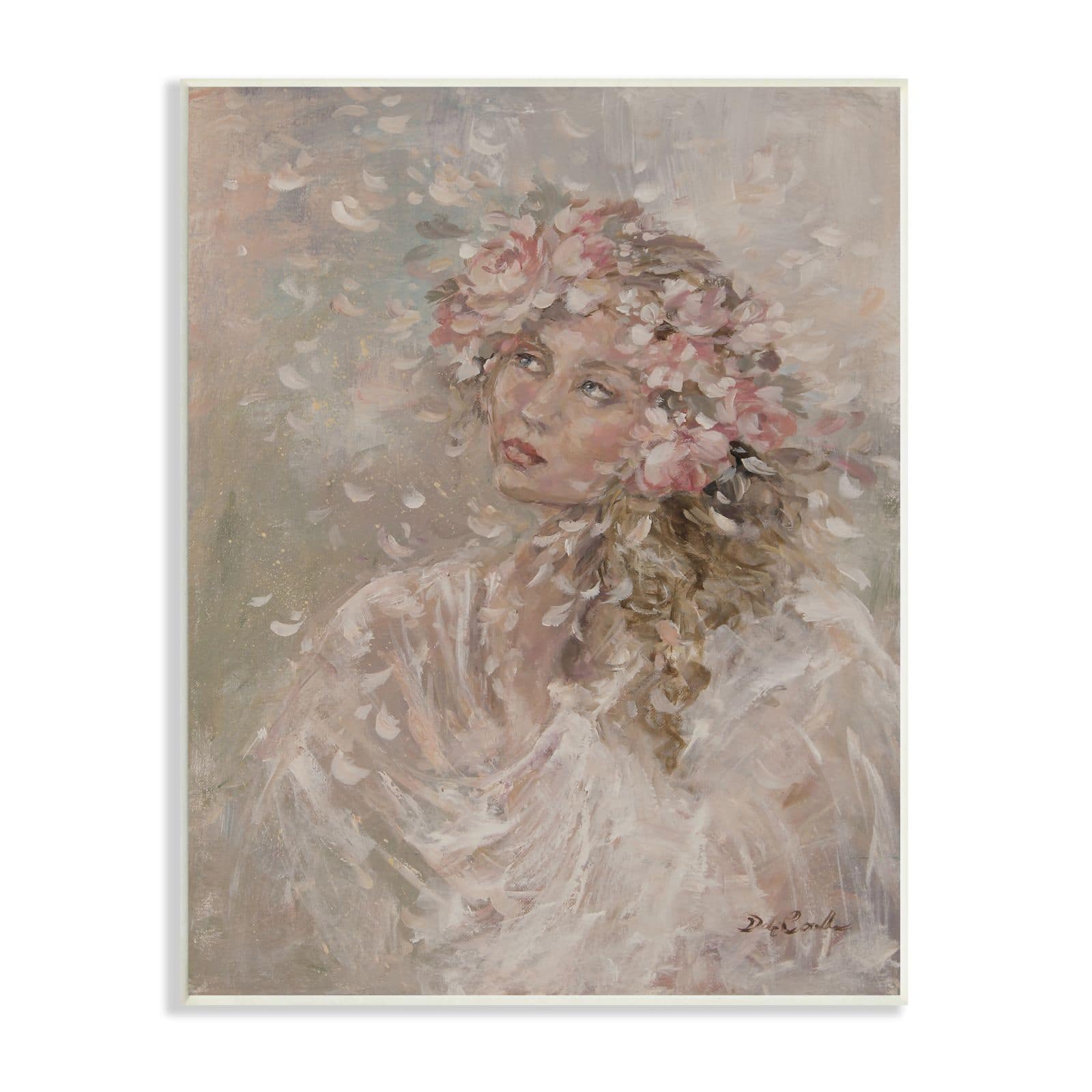 Stupell Industries Prairie Bride Traditional Female Portrait Rustic Floral Hair Wall Plaque