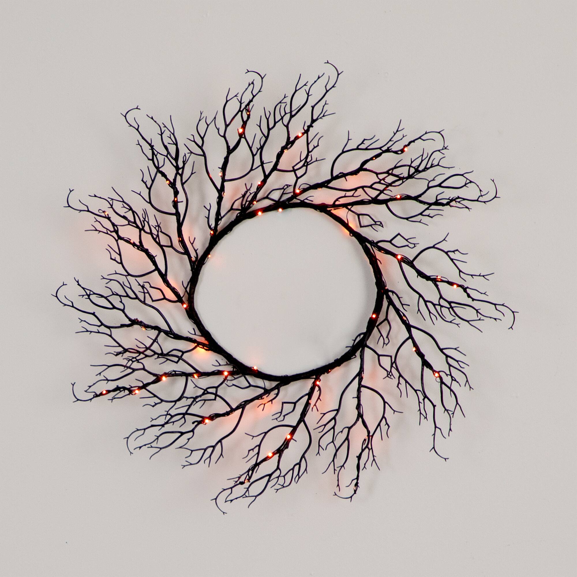 23&#x22; Pre-Lit Halloween Black Wreath