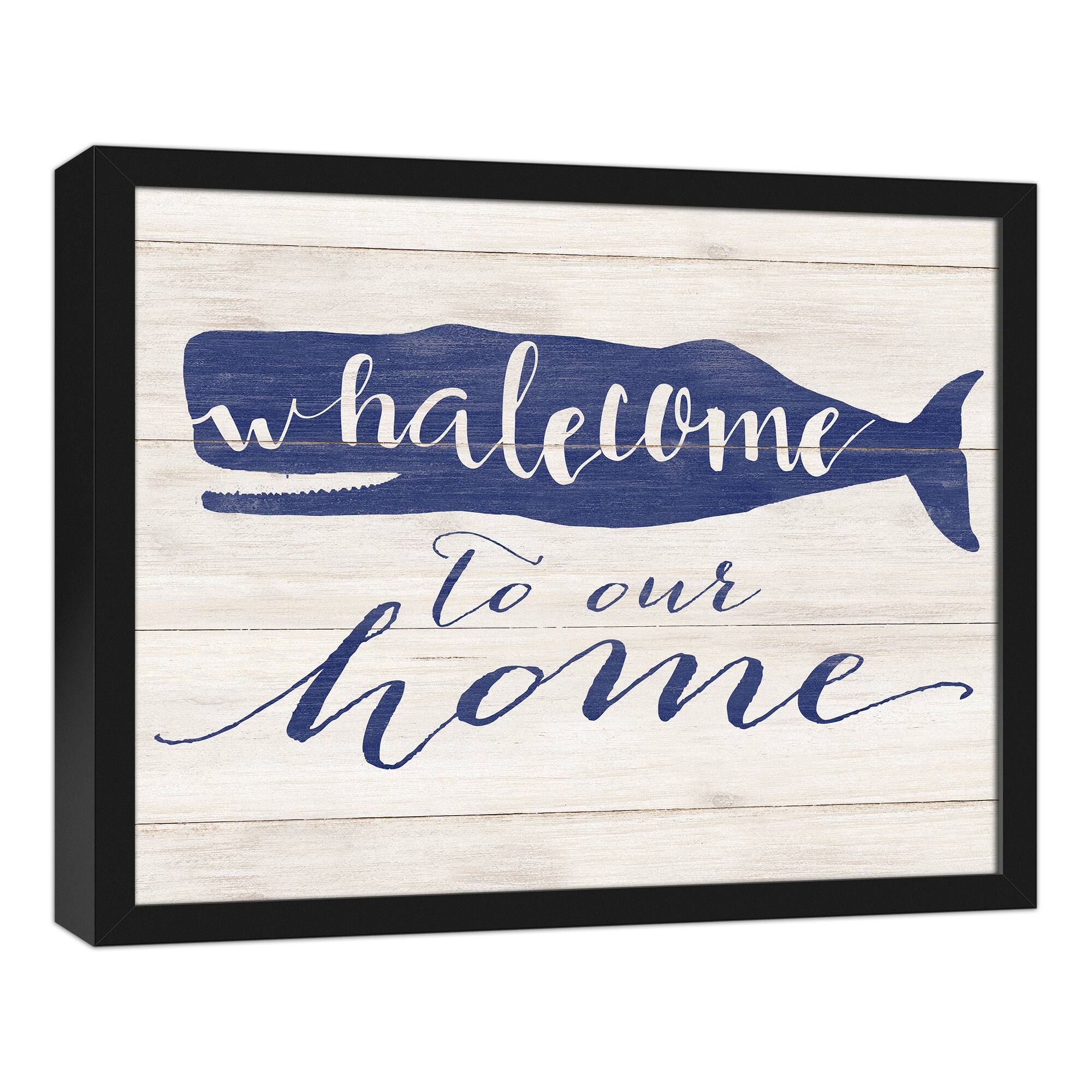 Whalecome to Our Home Nautical Black Framed Canvas