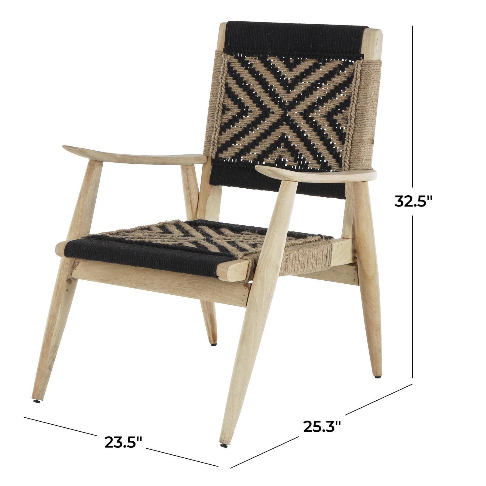 24" x 33" Black Jute Rope Woven Accent Chair