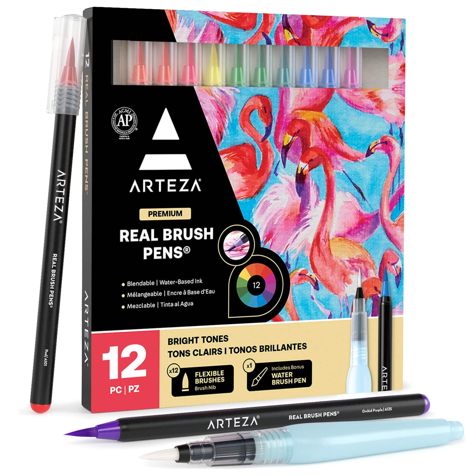 Arteza&#xAE; Bright Tones Real Brush Pens&#xAE; &#x26; Water Brush Pen Set