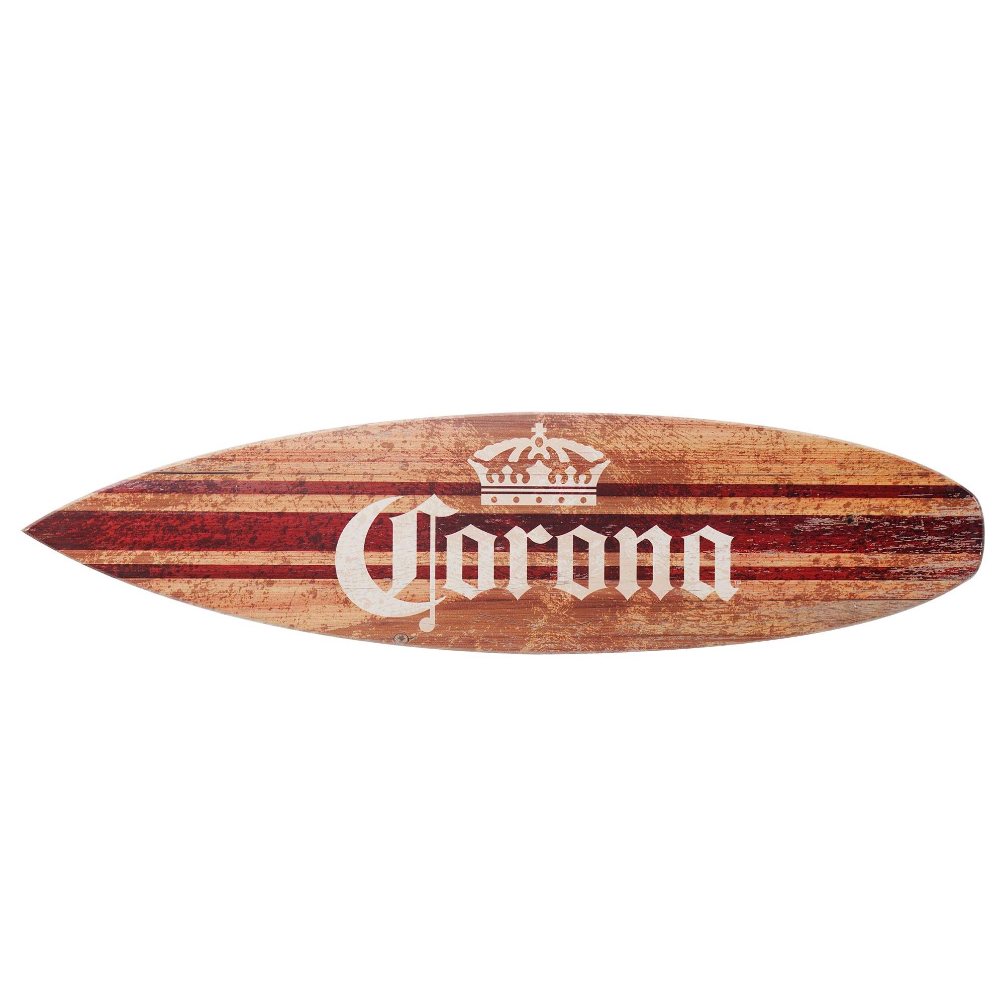 Licensed Corona Brown Wood Tones Surfboard Plaque Wall Sign - 60"x15"