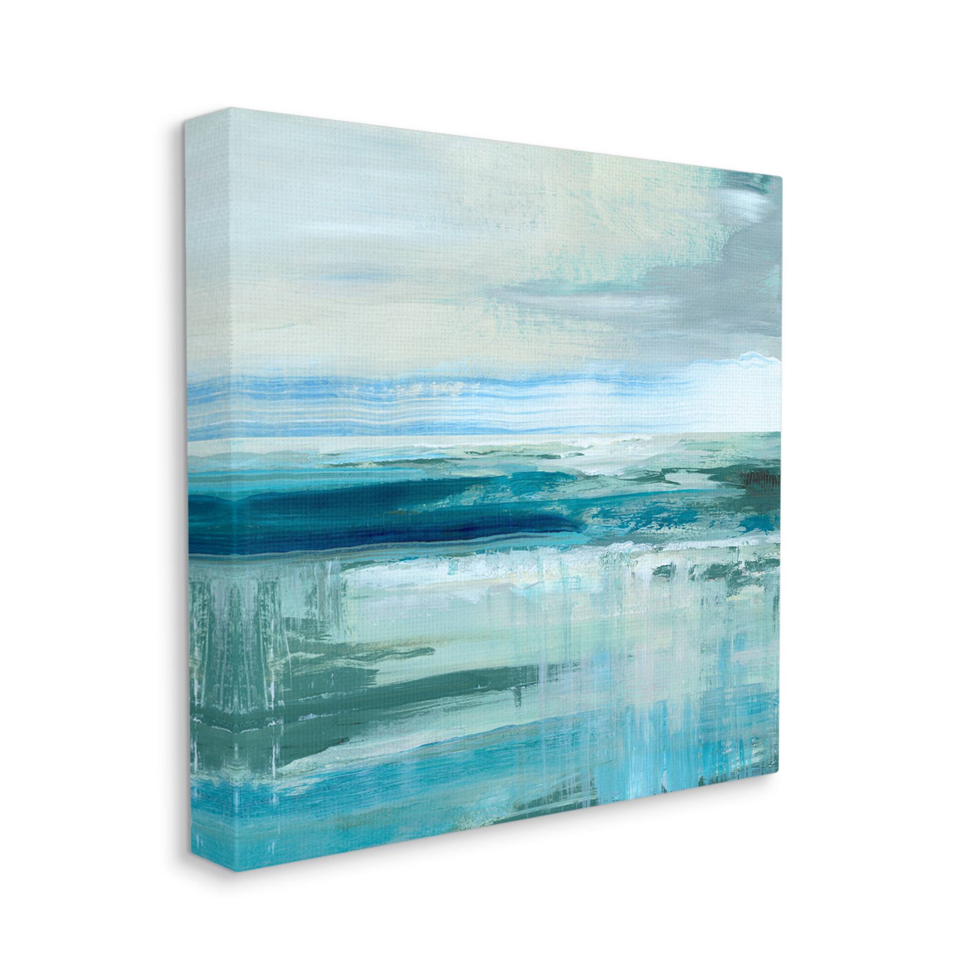 Stupell Industries Abstract Ocean Horizon Modern Nautical Painting Blue Green Canvas Wall Art
