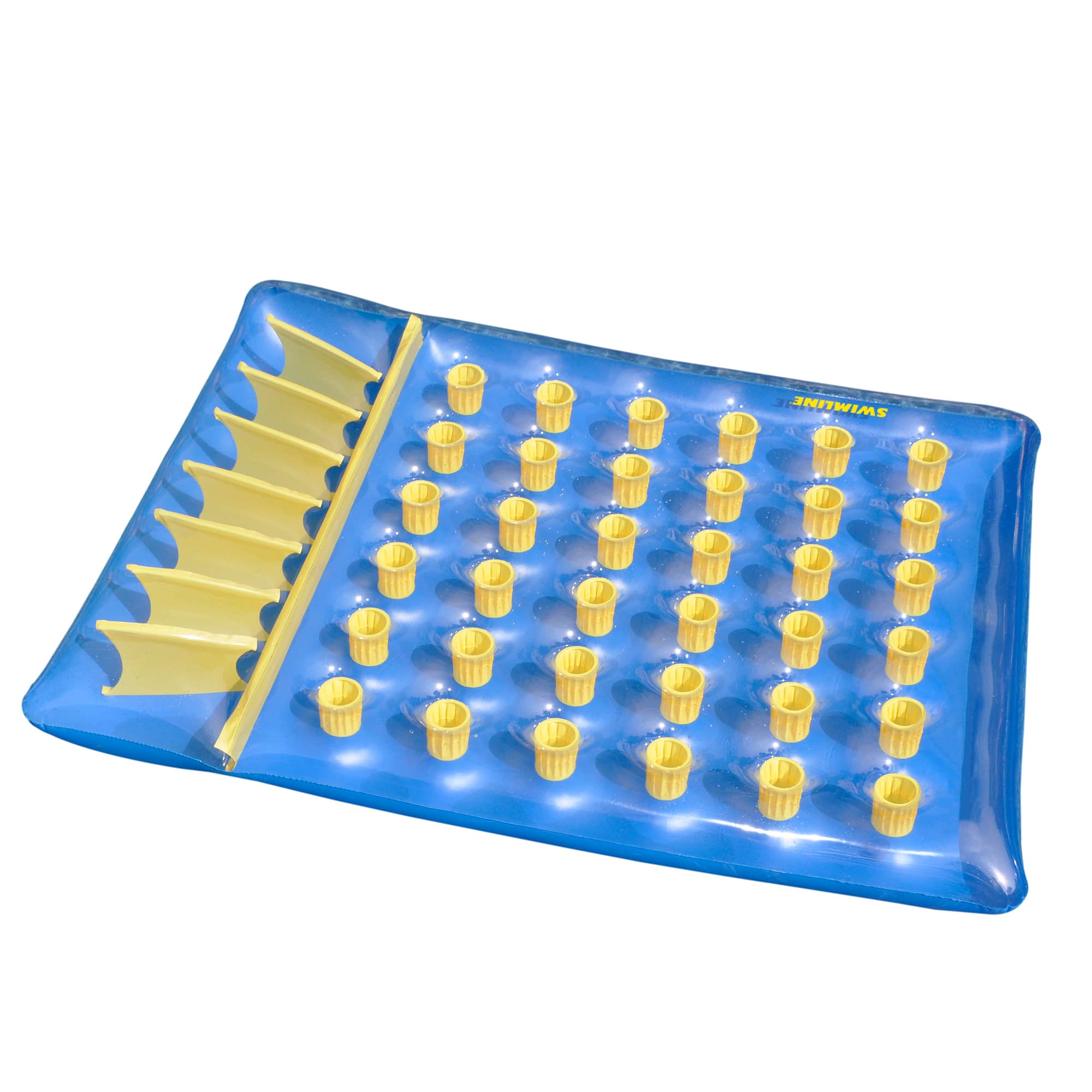 78&#x22; Inflatable Blue &#x26; Yellow Water Sports 36 Pocket Double Pool Mattress