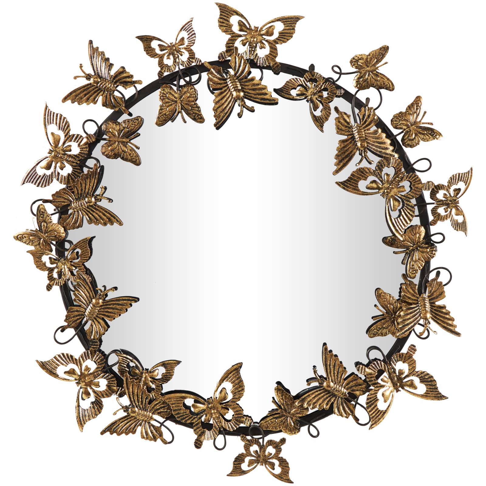 28&#x22; Gold Metal Butterfly Wall Mirror