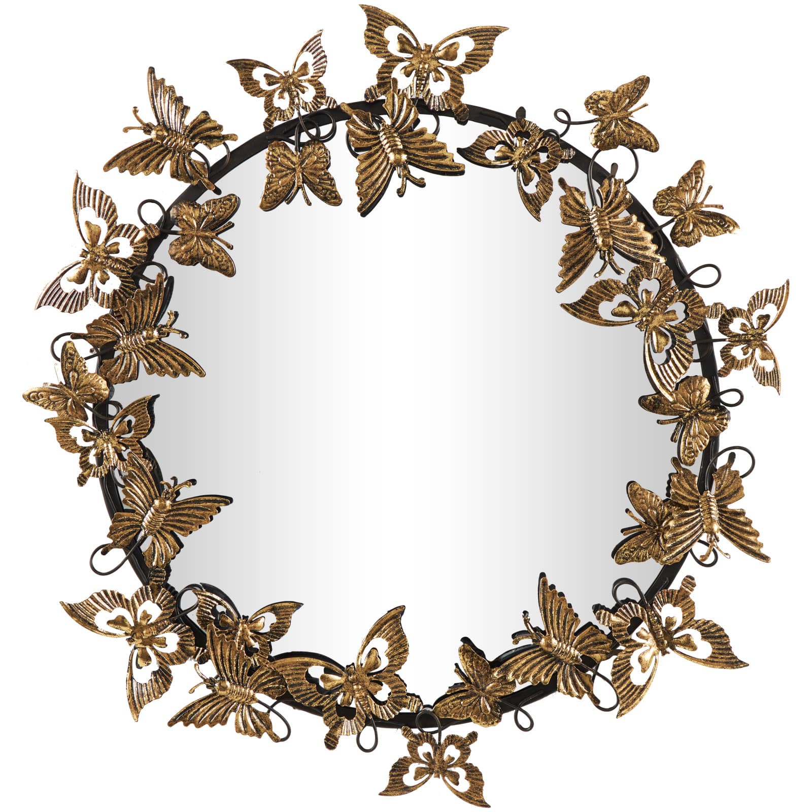 28" Gold Metal Butterfly Wall Mirror
