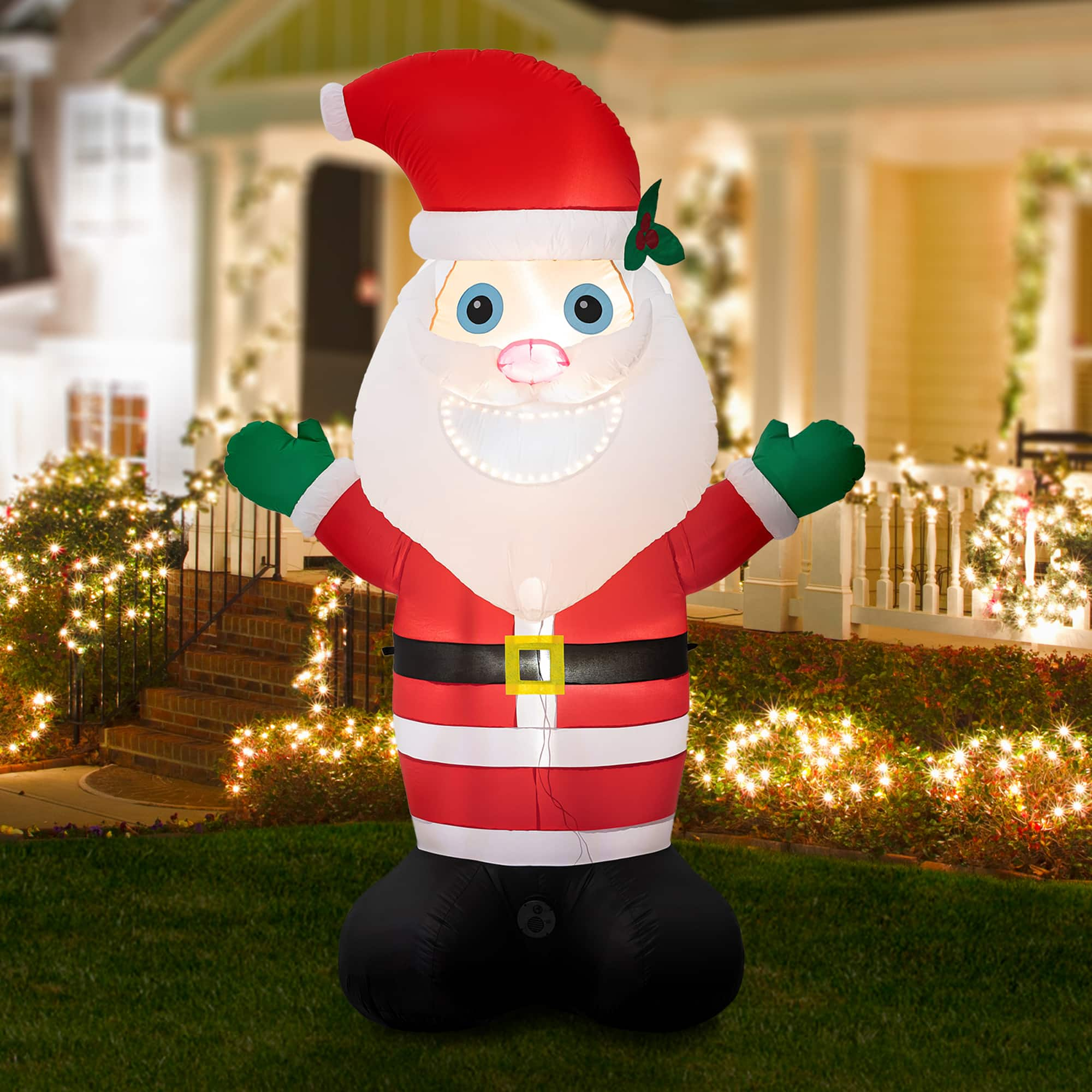 Glitzhome&#xAE; 8ft. LED Lighted Musical Santa Inflatable D&#xE9;cor