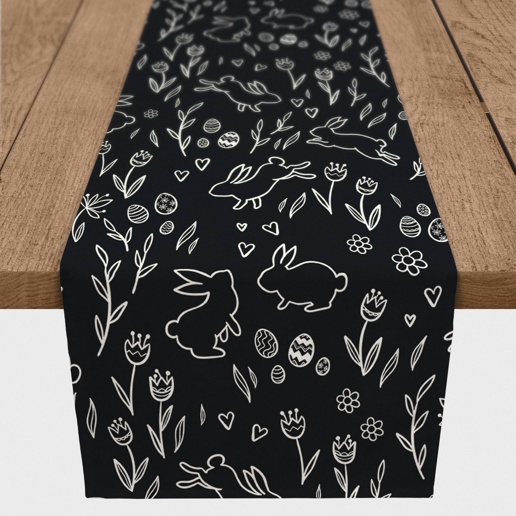 Chalk Easter Bunny Pattern Runner 2 16" x 90" Cotton Twill Runner