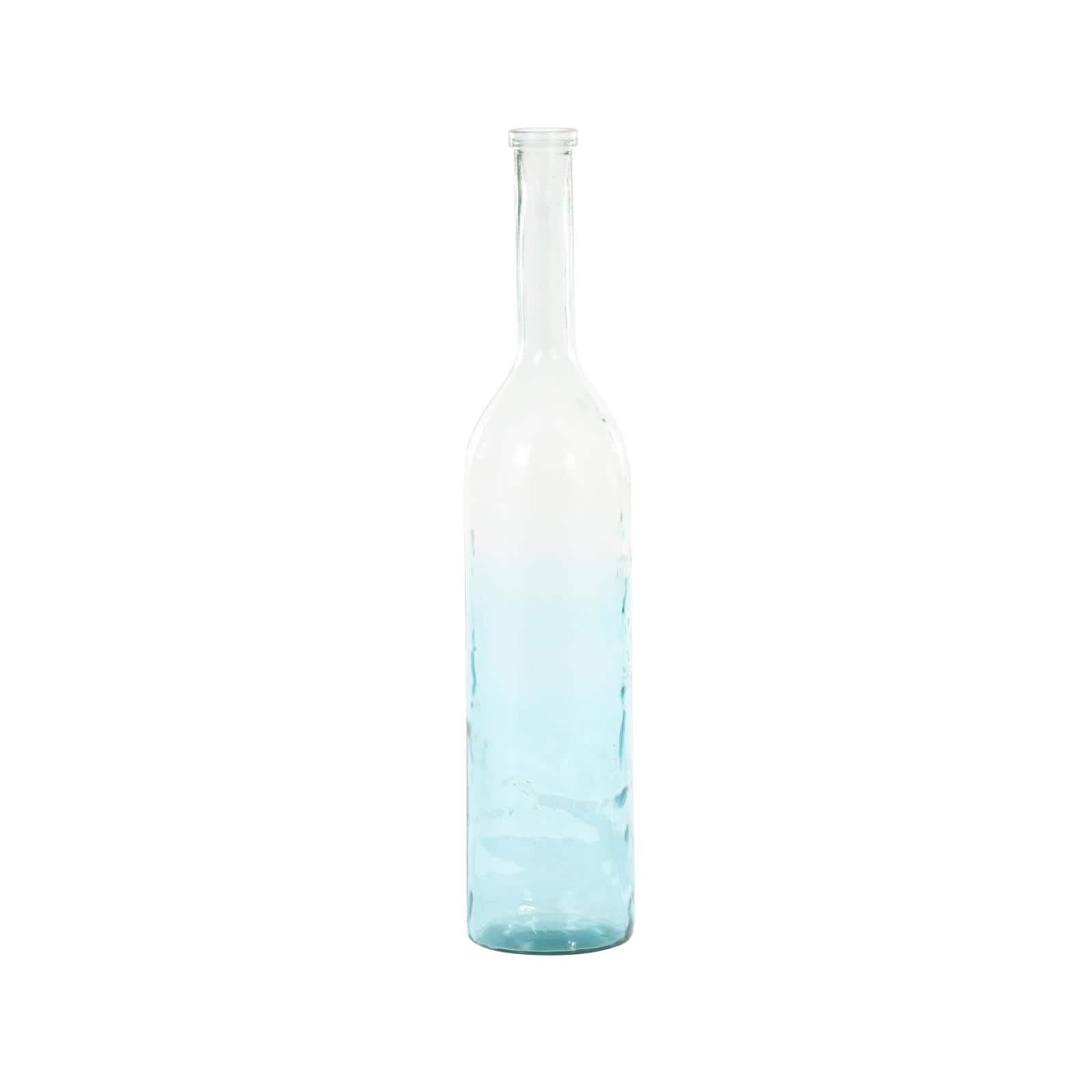Teal Recycled Glass Handmade Tall Ombre Floor Vase
