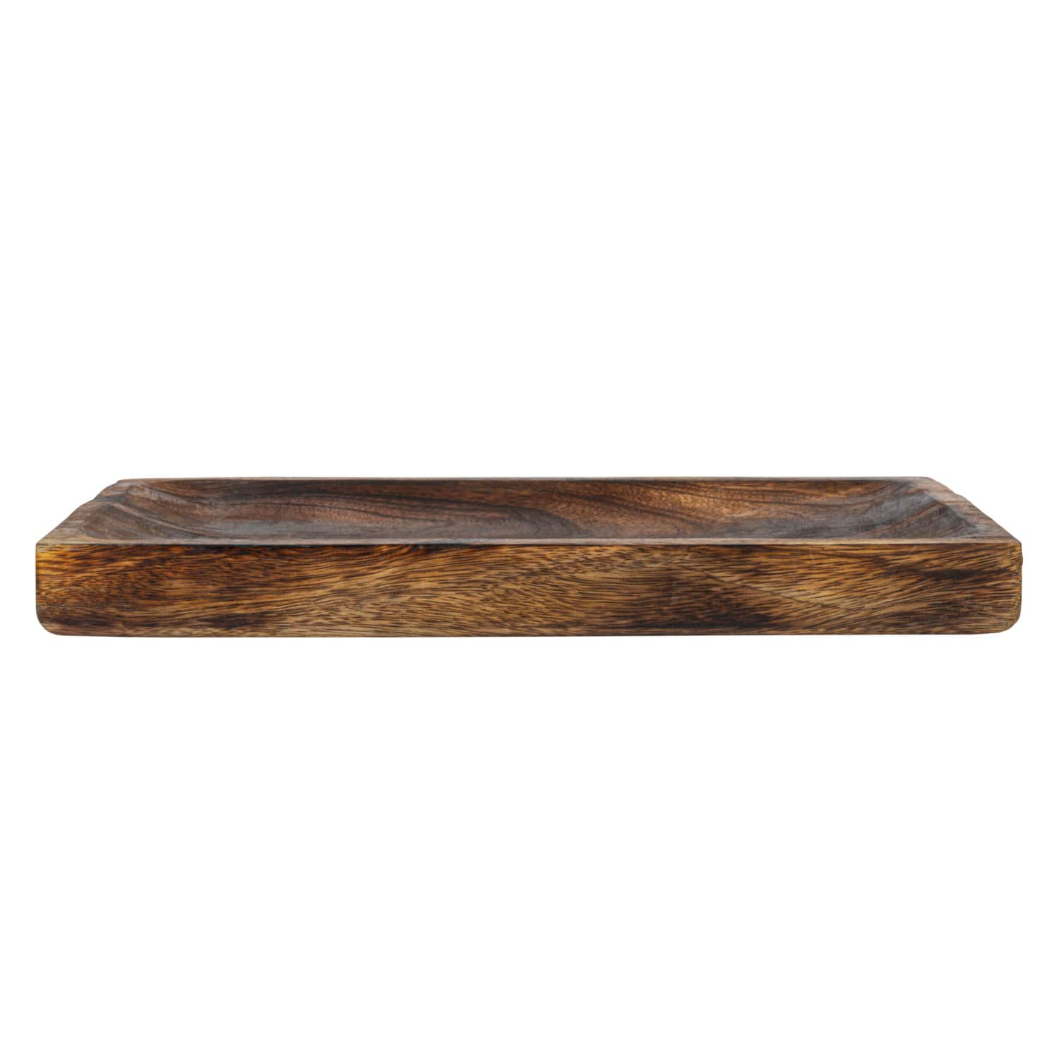 15&#x22; Burnt Finish Hand-Carved Mango Wood Tray