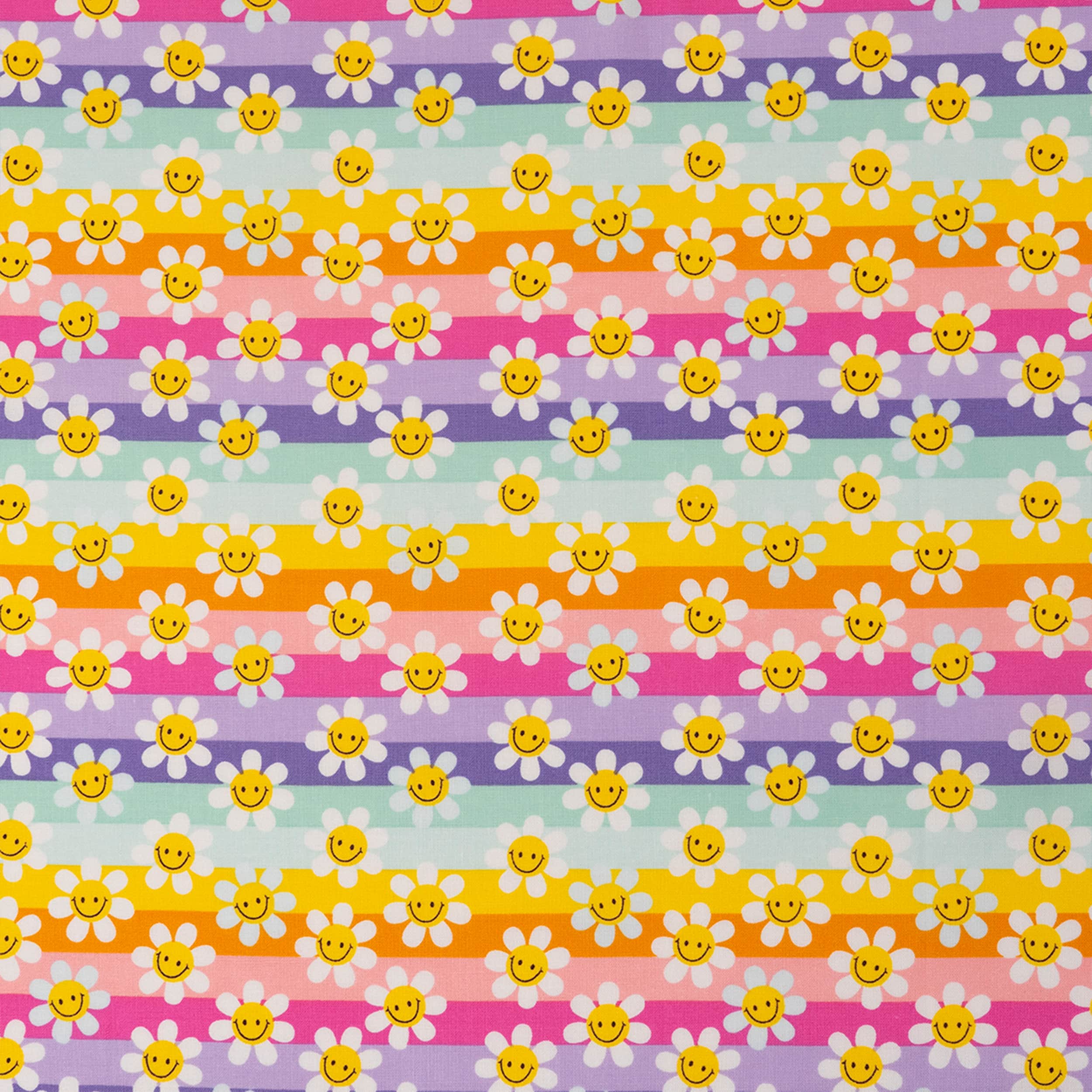 SINGER Modern Daisy Stripes Cotton Fabric