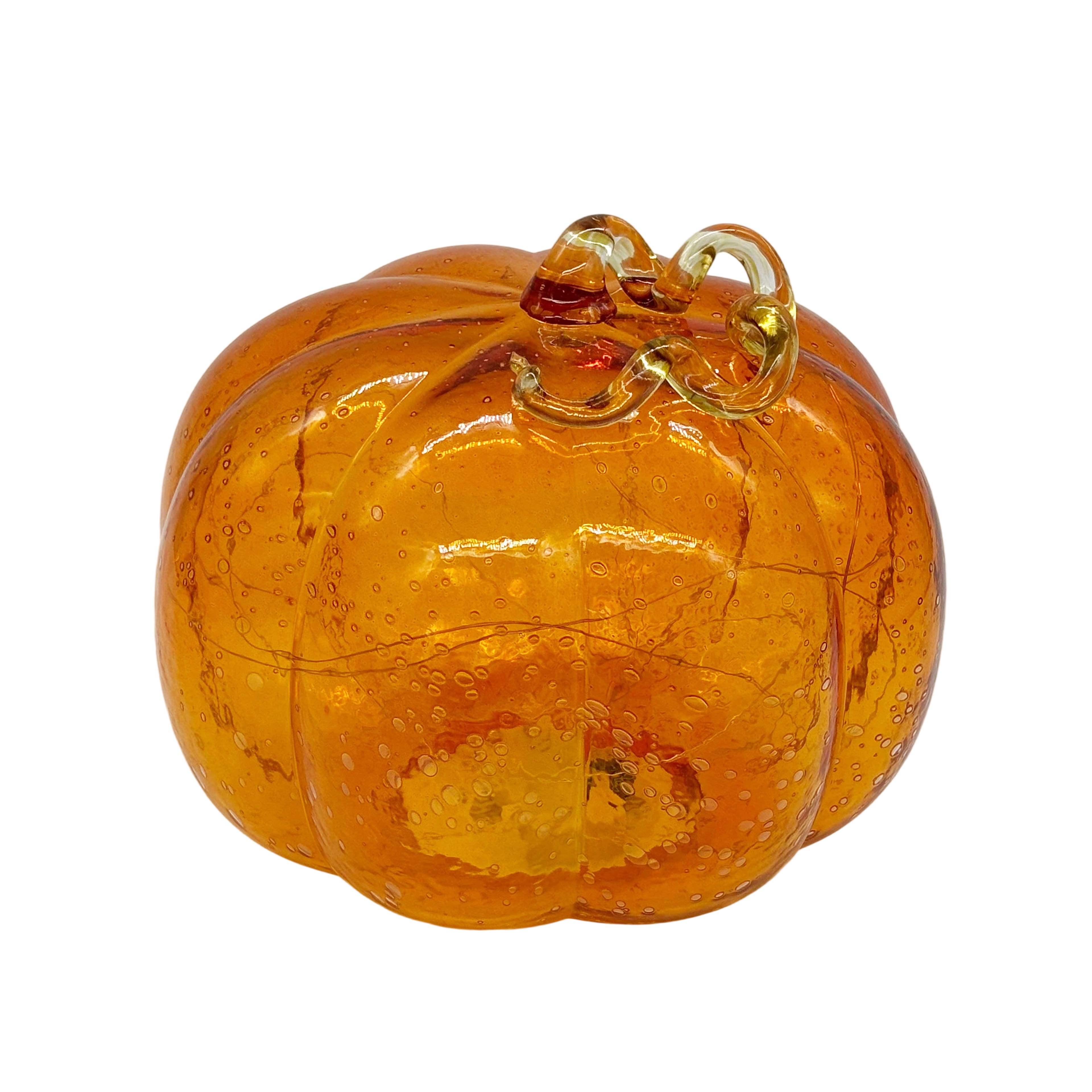 7.5" Orange Lighted Glass Pumpkin by Ashland®