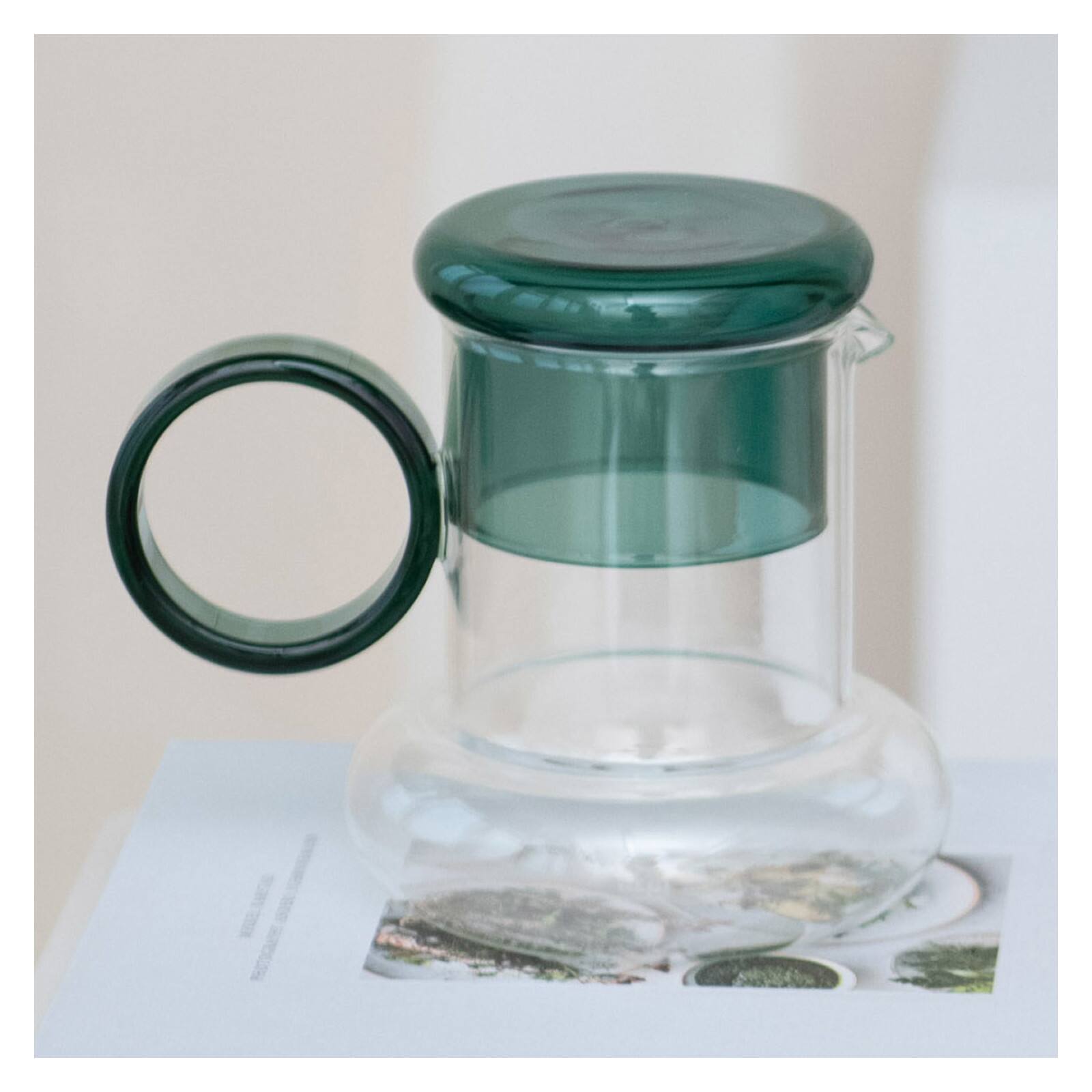Hello Honey&#xAE; 6.5&#x22; Clear &#x26; Green Crystal Clarity Glass Pitcher Set