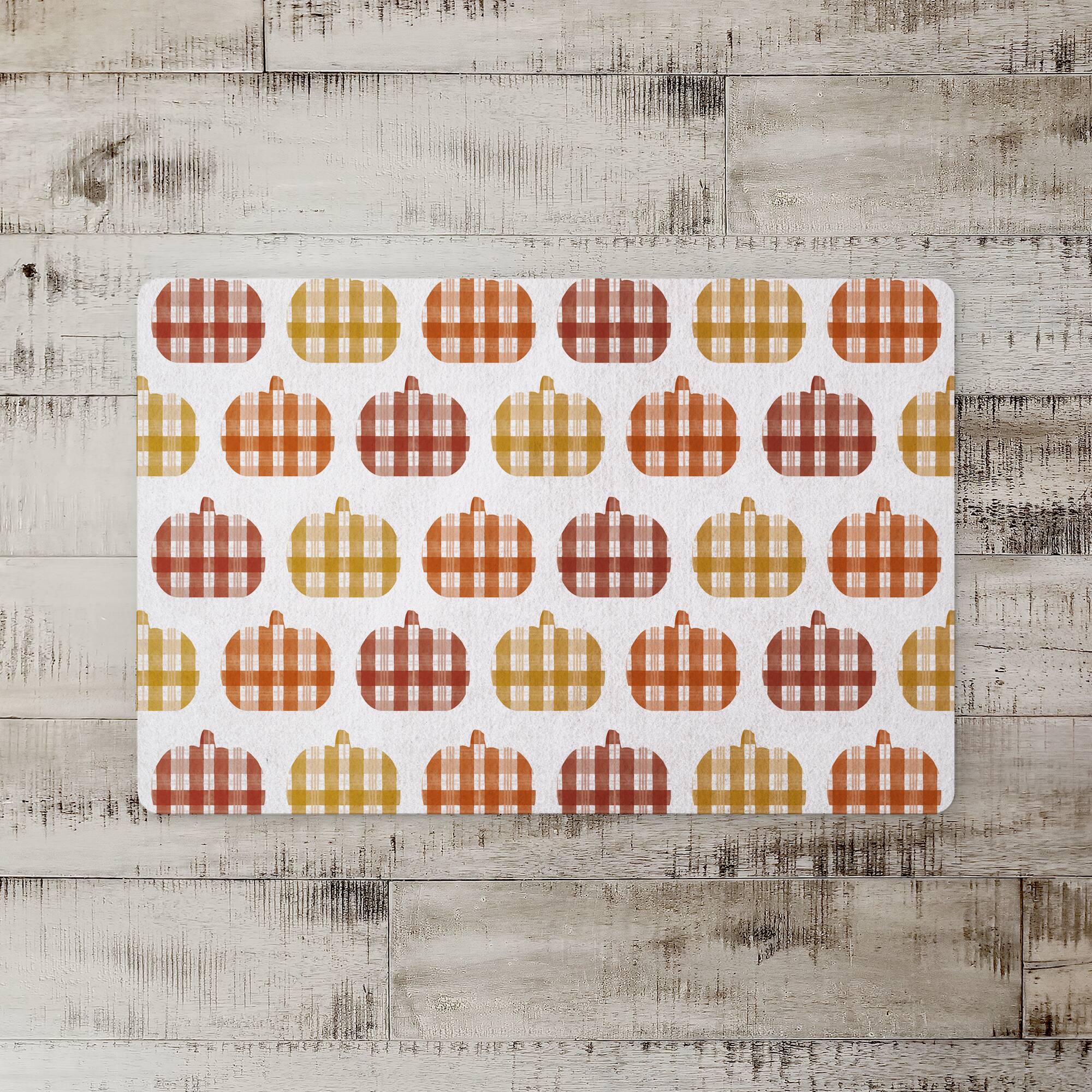 Plaid Pumpkins Floor Mat