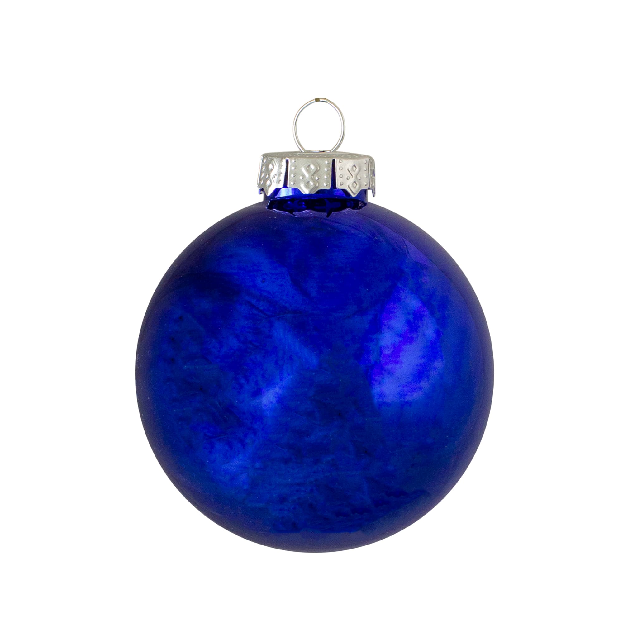 40ct. 2.5&#x22; Shiny &#x26; Matte Royal Blue &#x26; Silver Glass Ball Christmas Ornaments