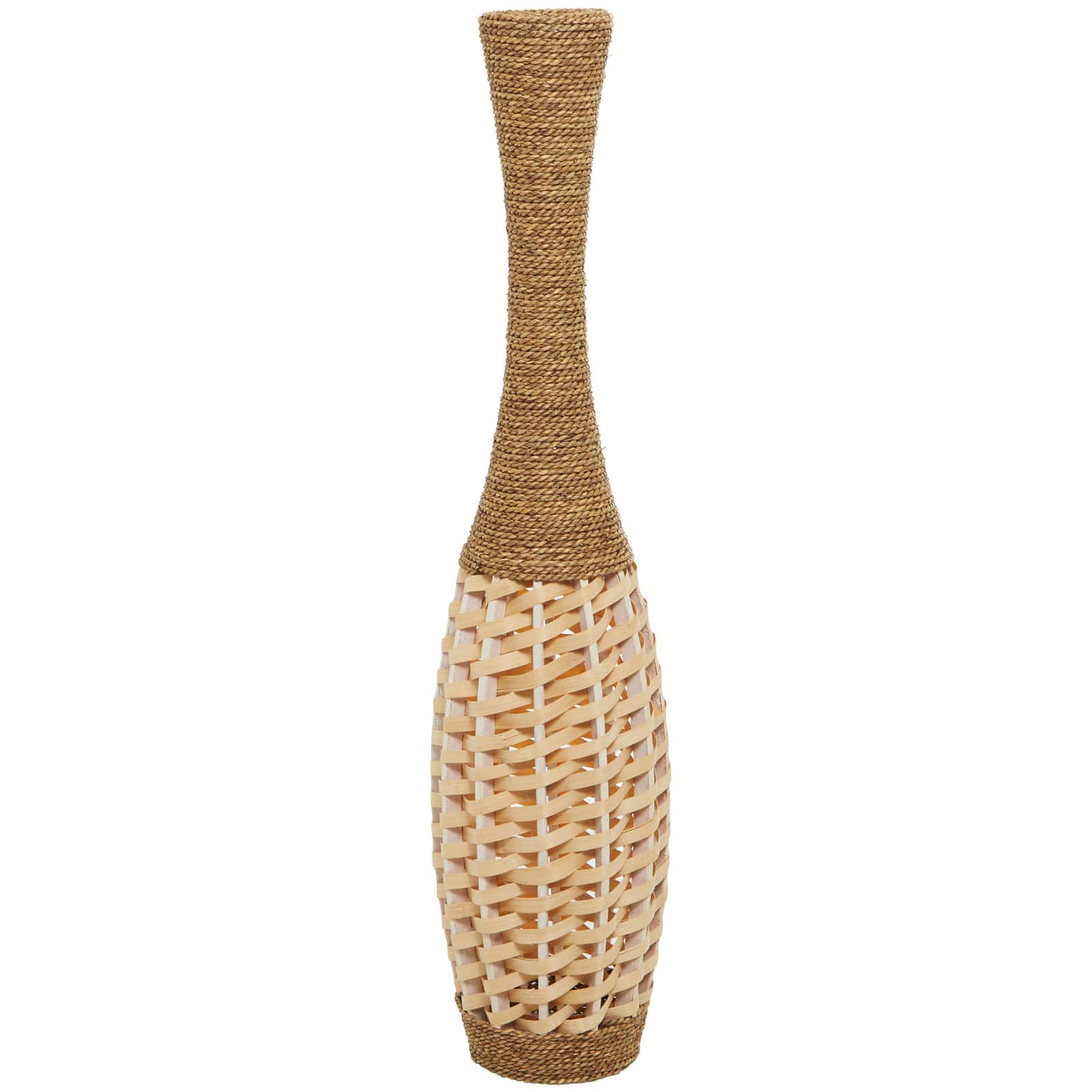 Brown Seagrass Handmade Thin Woven Floor Vase