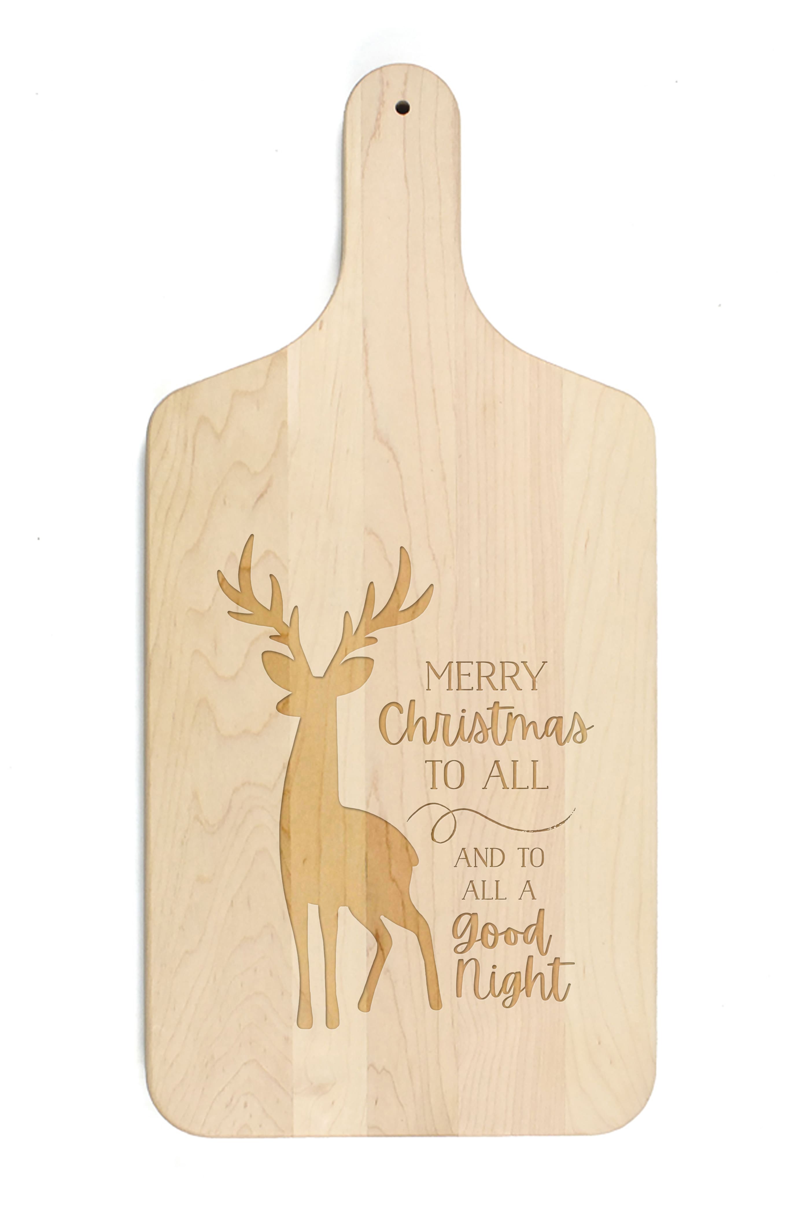 17&#x22; Merry Christmas Deer Maple Paddle Cutting Board