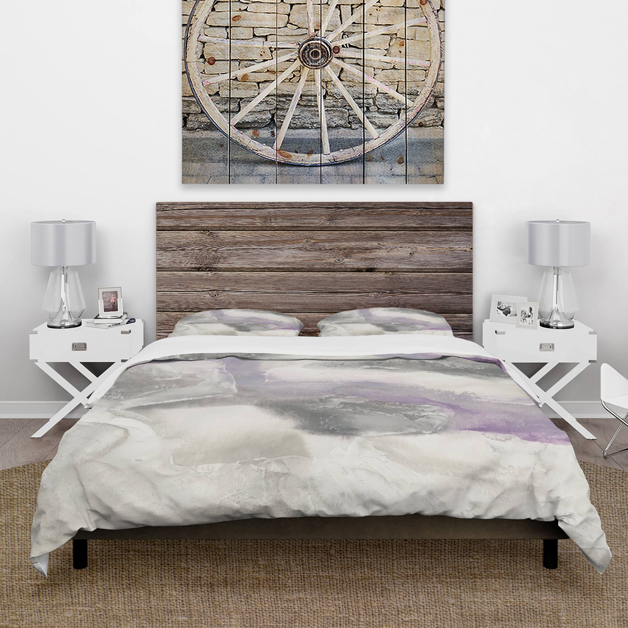 Designart &#x27;Watercolor Minimal Purple Tones II&#x27; Cottage Bedding Set - Duvet Cover &#x26; Shams