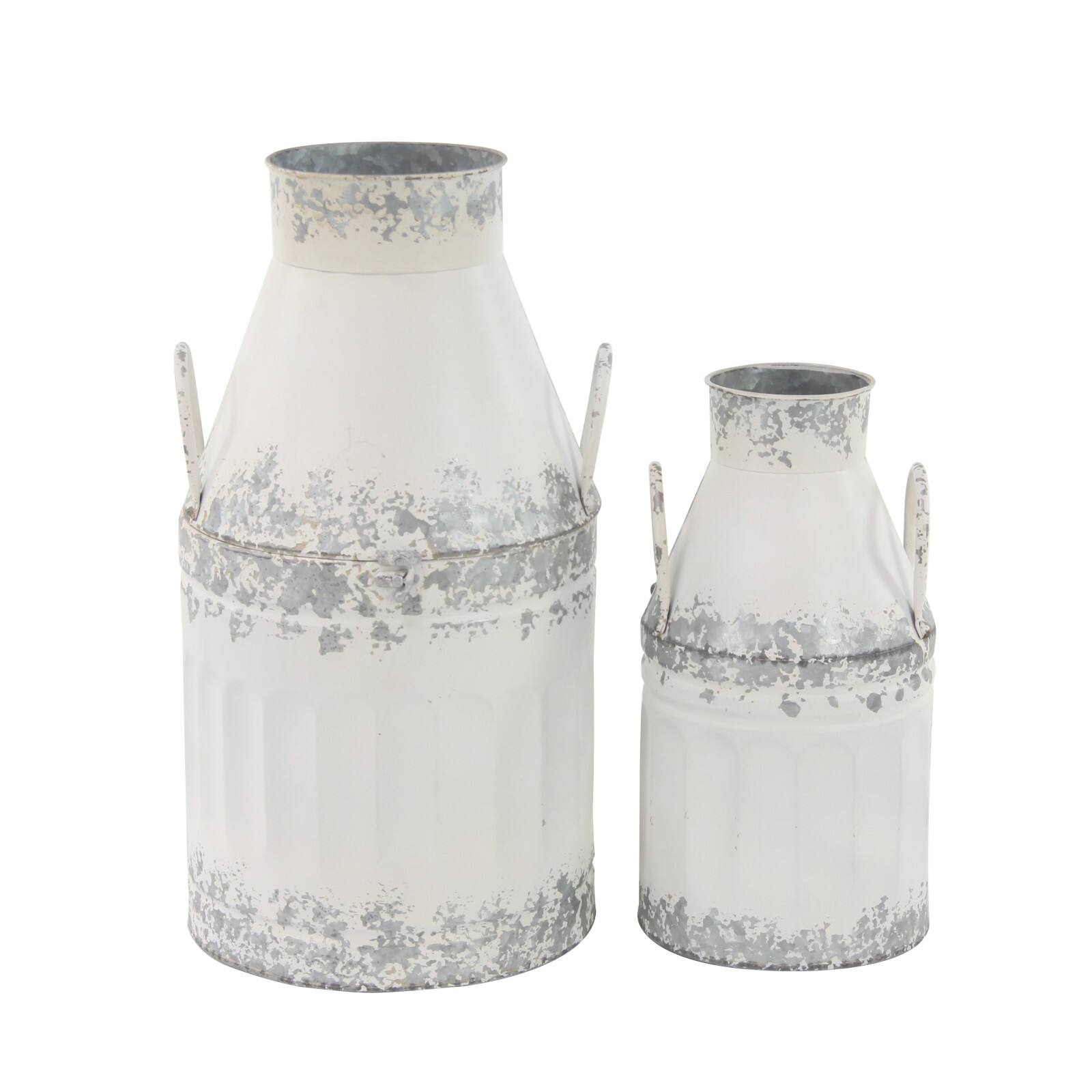 Distressed White Metal Farmhouse Decorative Jar, 2ct.