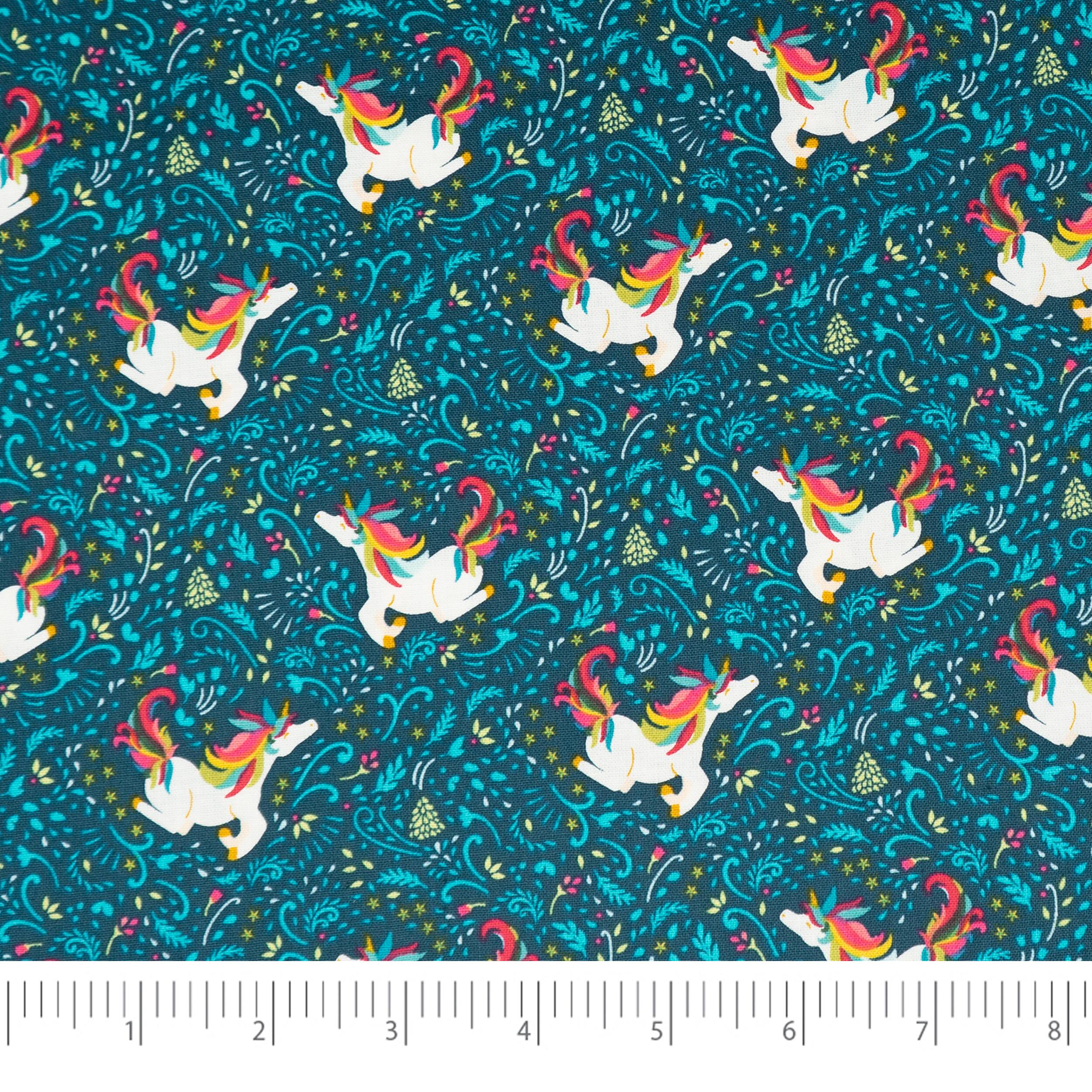 SINGER Christmas Unicorn Cotton Fabric