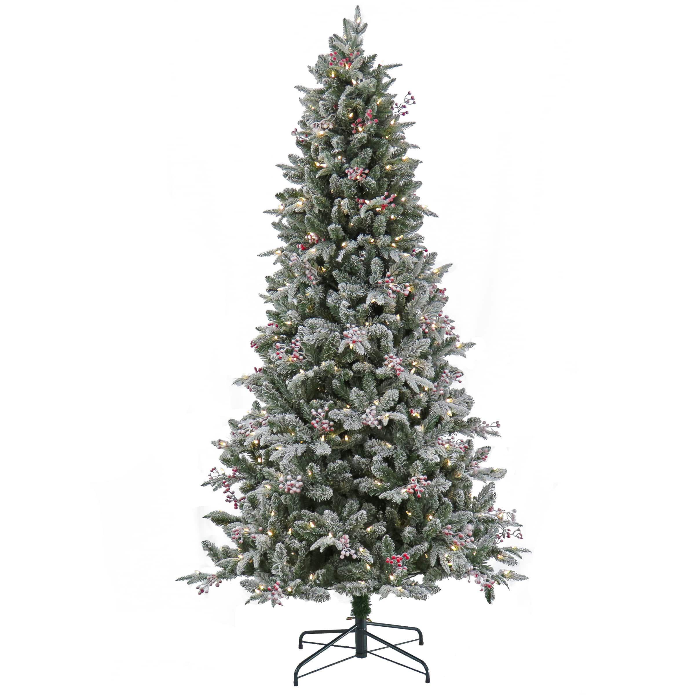 7.5 ft. Pre-Lit Feel Real&#xAE; Snowy Poechmann Fir Artificial Cristmas Tree, Warm White LED Lights