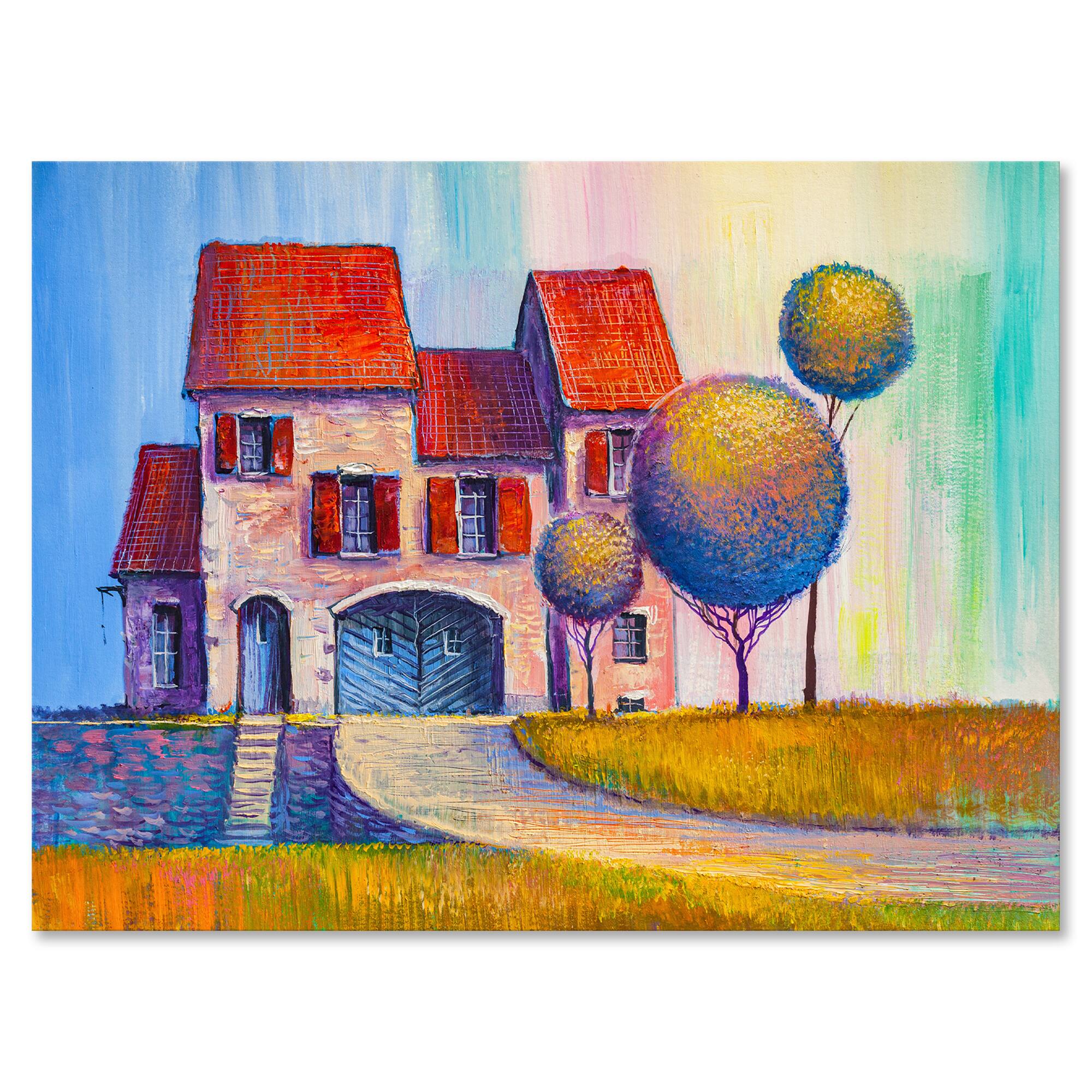 Designart - House With Red Roof In The Village