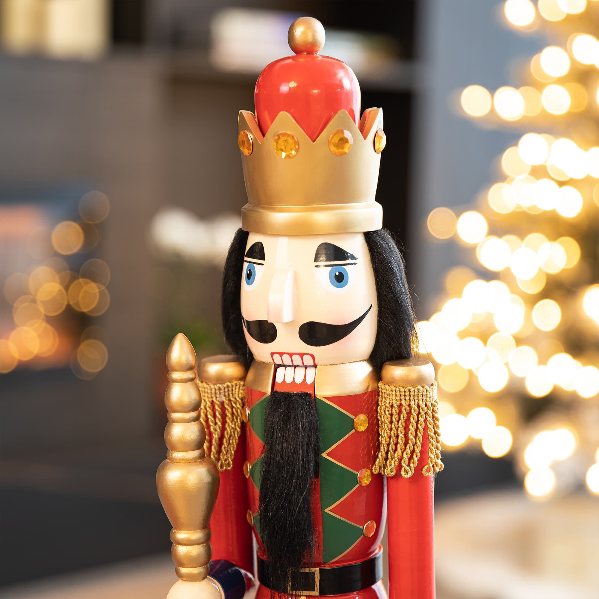 Glitzhome&#xAE; 24&#x22; Wooden Christmas King Nutcracker