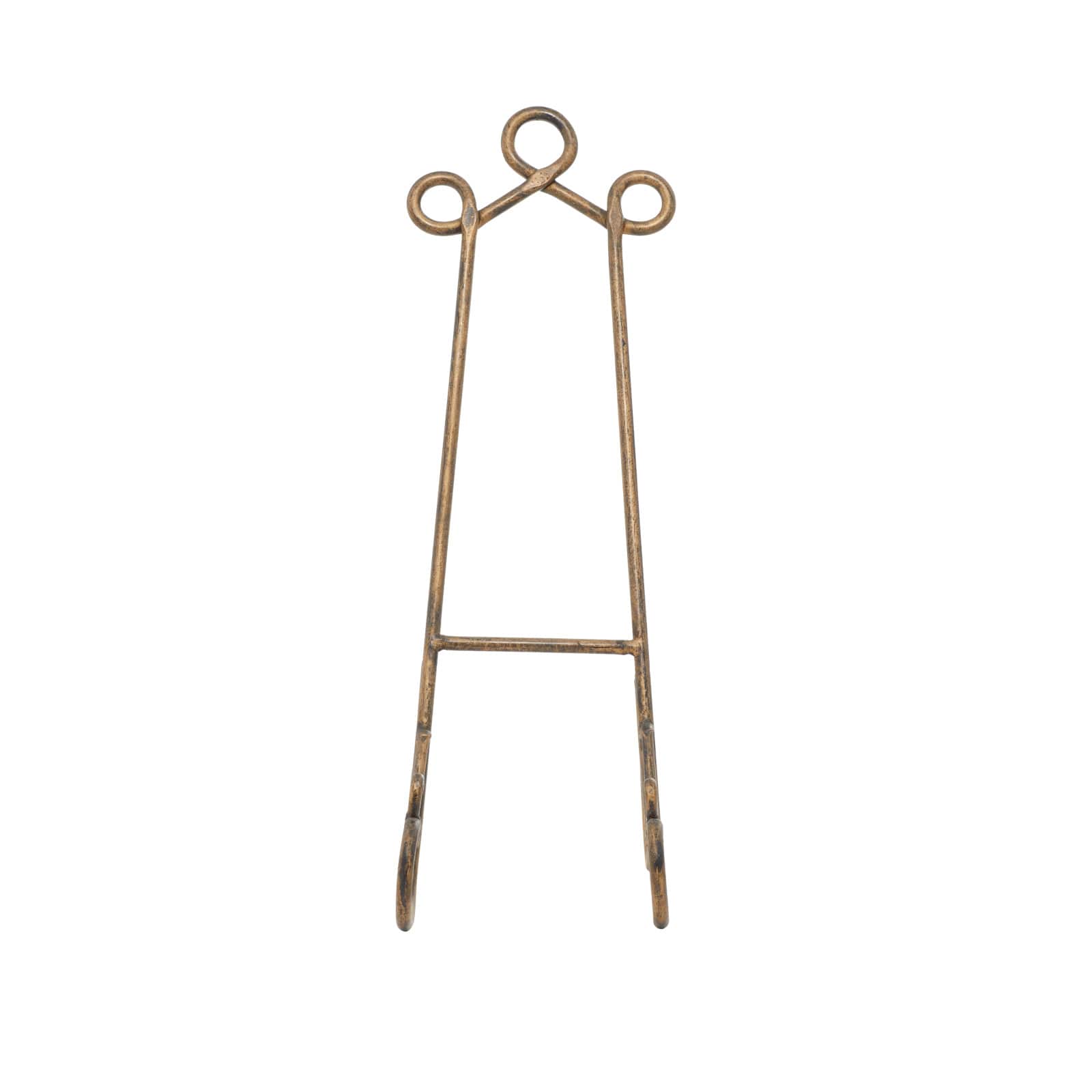 Traditional Scrolling Gold Metal Easel, 19" x 7" x 10"