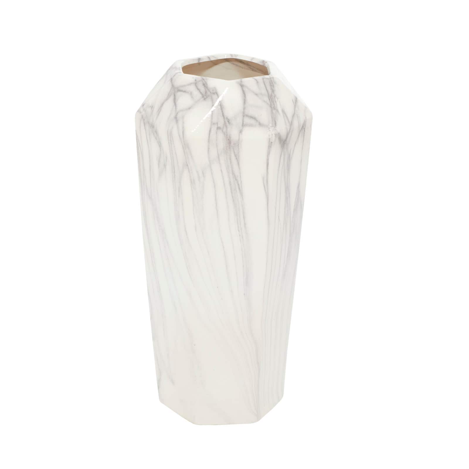 14&#x22; White Ceramic Contemporary Vase