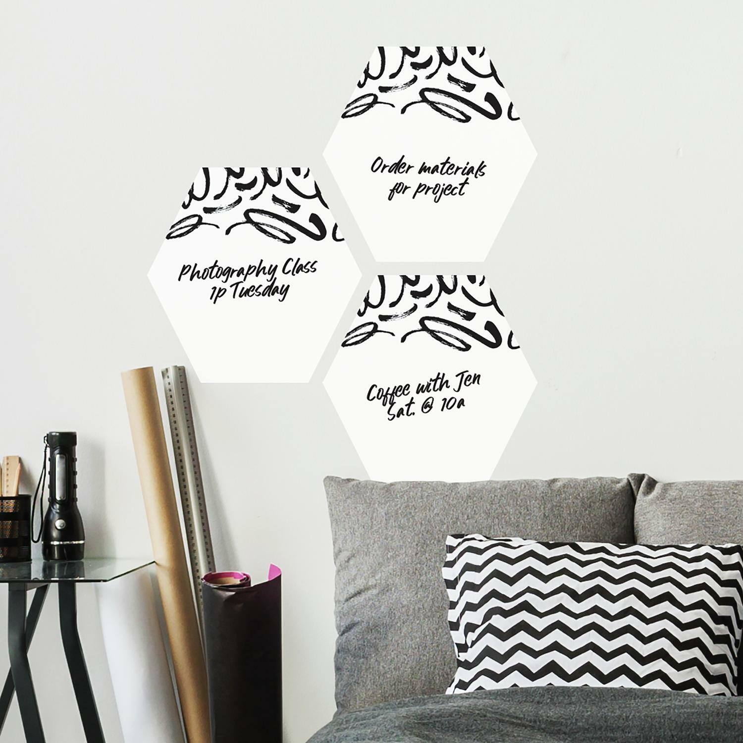 RoomMates Doodle Dry Erase Hexagon Peel & Stick Decals