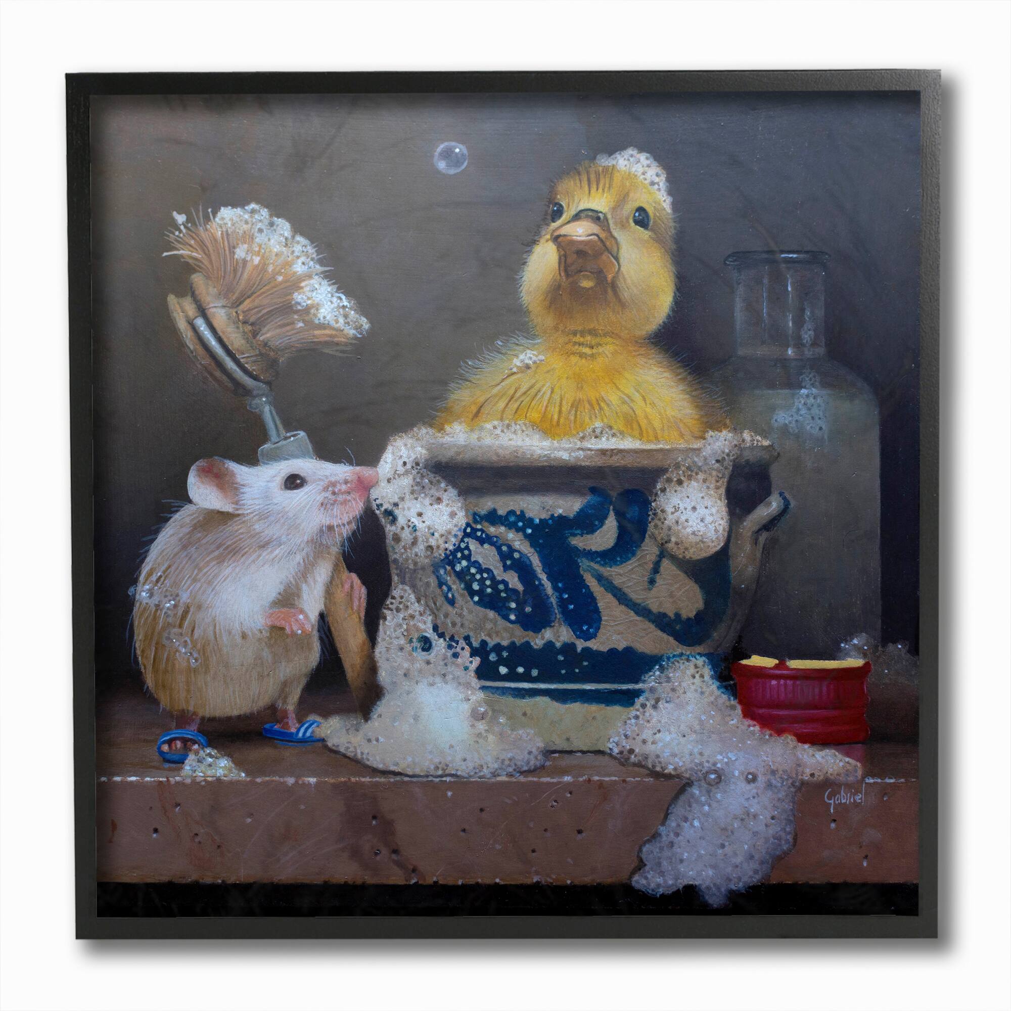 Stupell Industries Baby Mouse & Chick Wall Accent with Black Frame