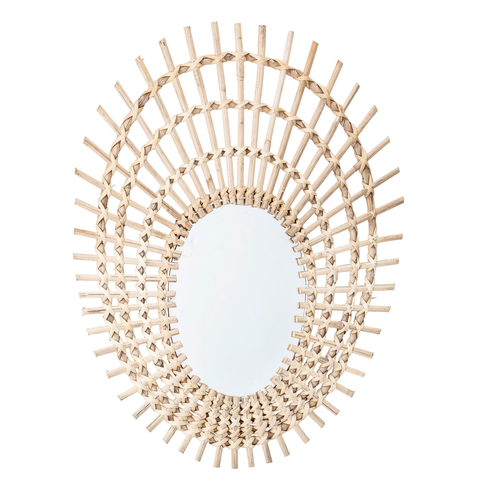 Hello Honey® 21" Decorative Beige Oval Rattan Mirror