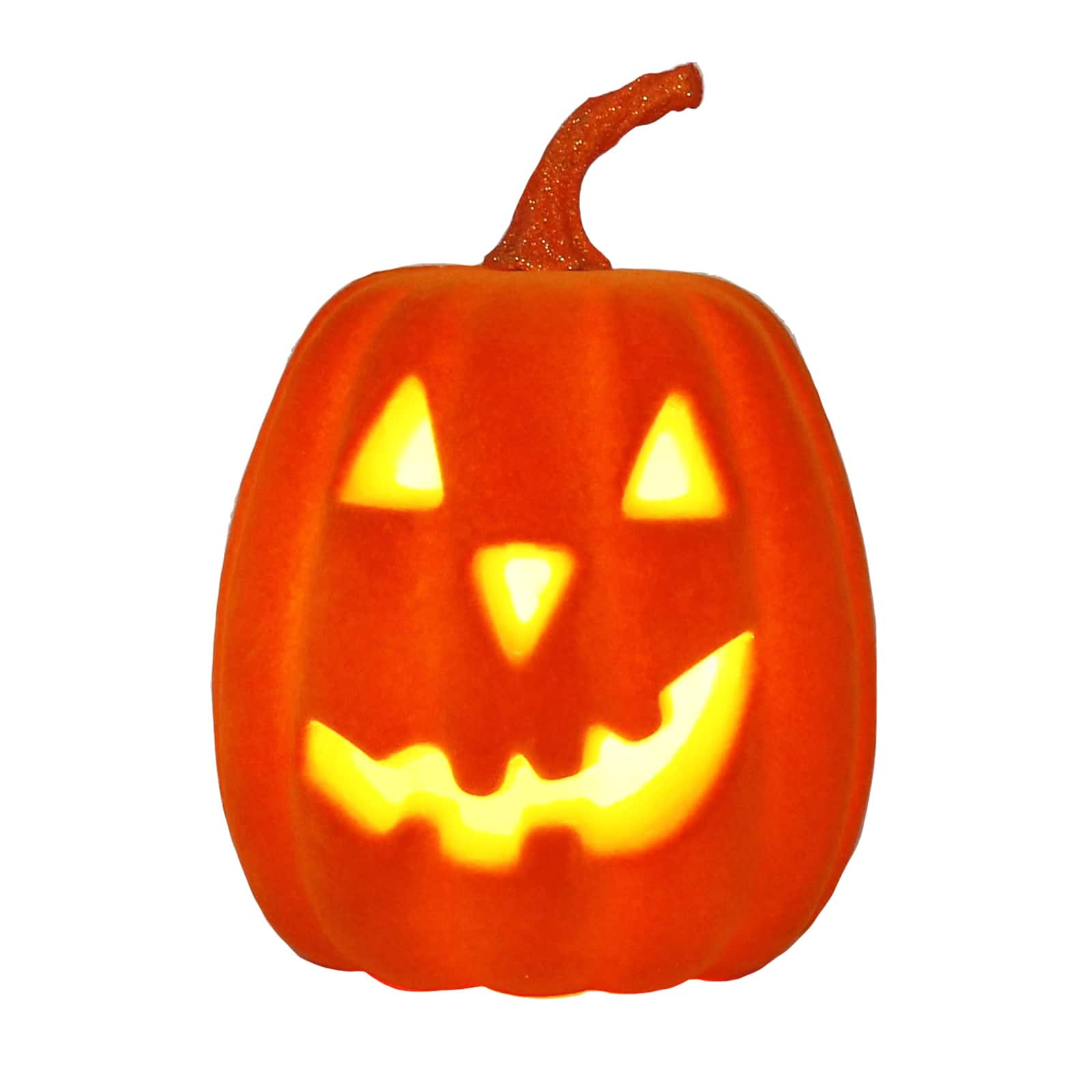 6.8&#x22; Orange Flocked Light Up Jack-O-Lantern by Ashland&#xAE;