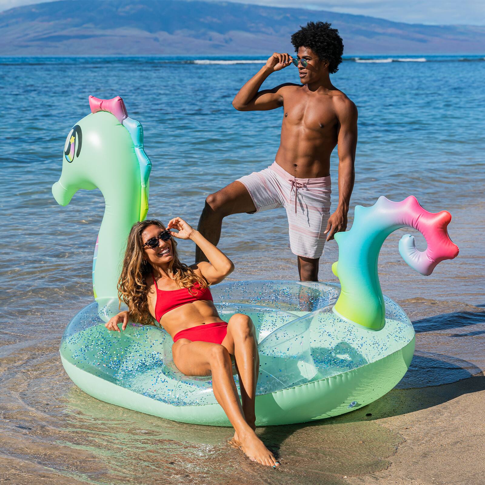 PoolCandy Glitterfied® Gigantic Seahorse Pool Raft