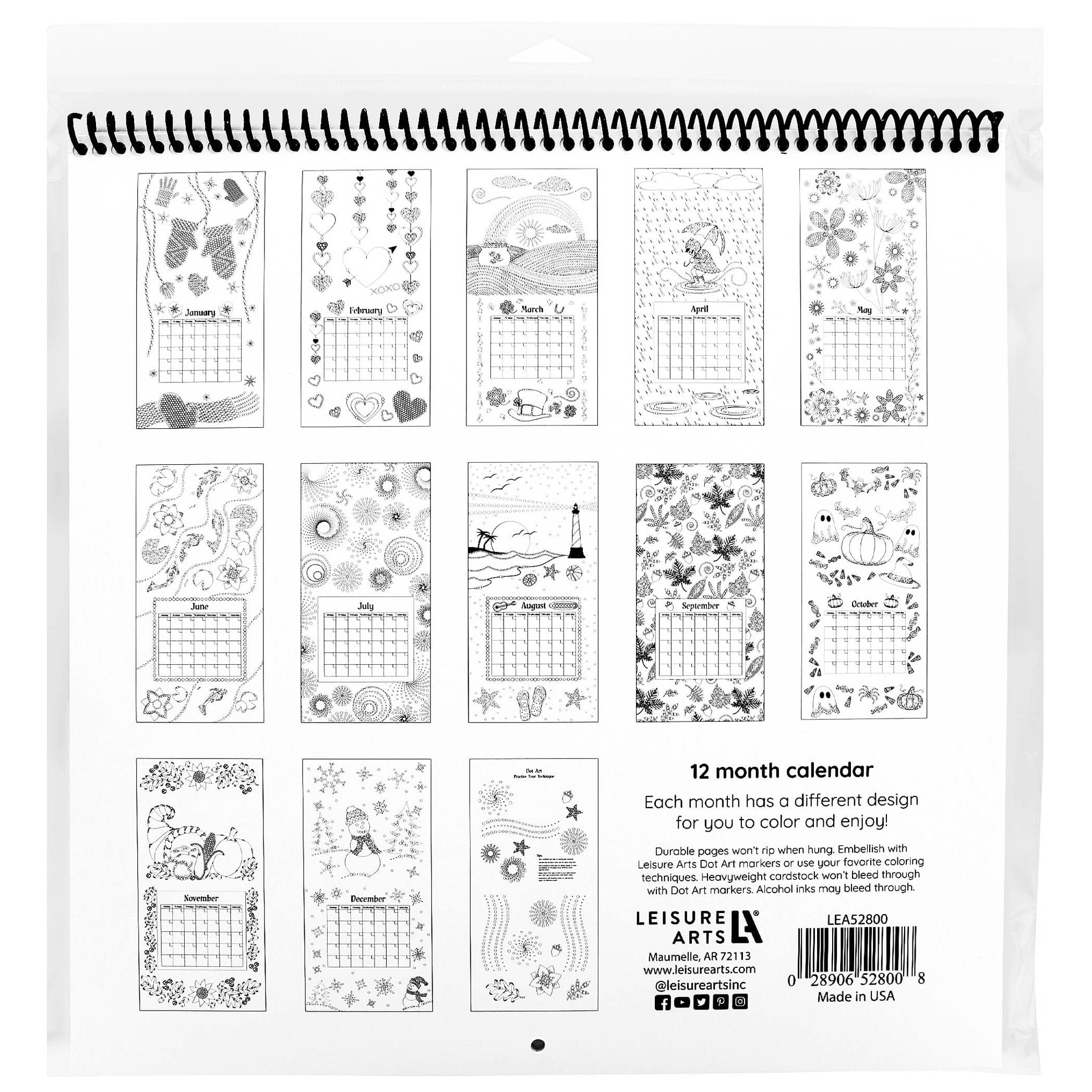 Leisure Arts&#xAE; Dot Art 12&#x27;&#x27; x 12&#x27;&#x27; Calendar