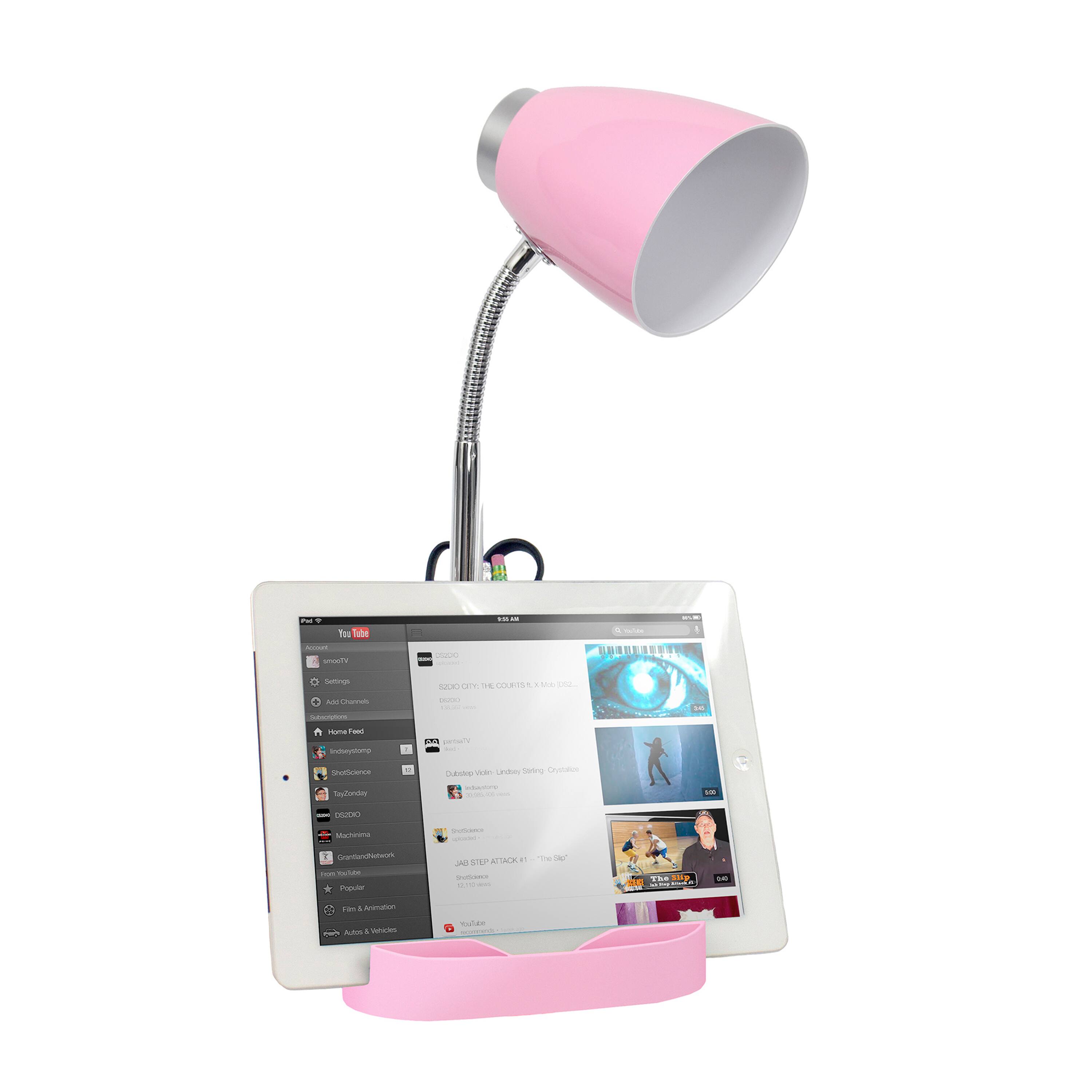 LimeLights 18.5&#x22; Gooseneck Organizer Desk Lamp with Tablet Stand