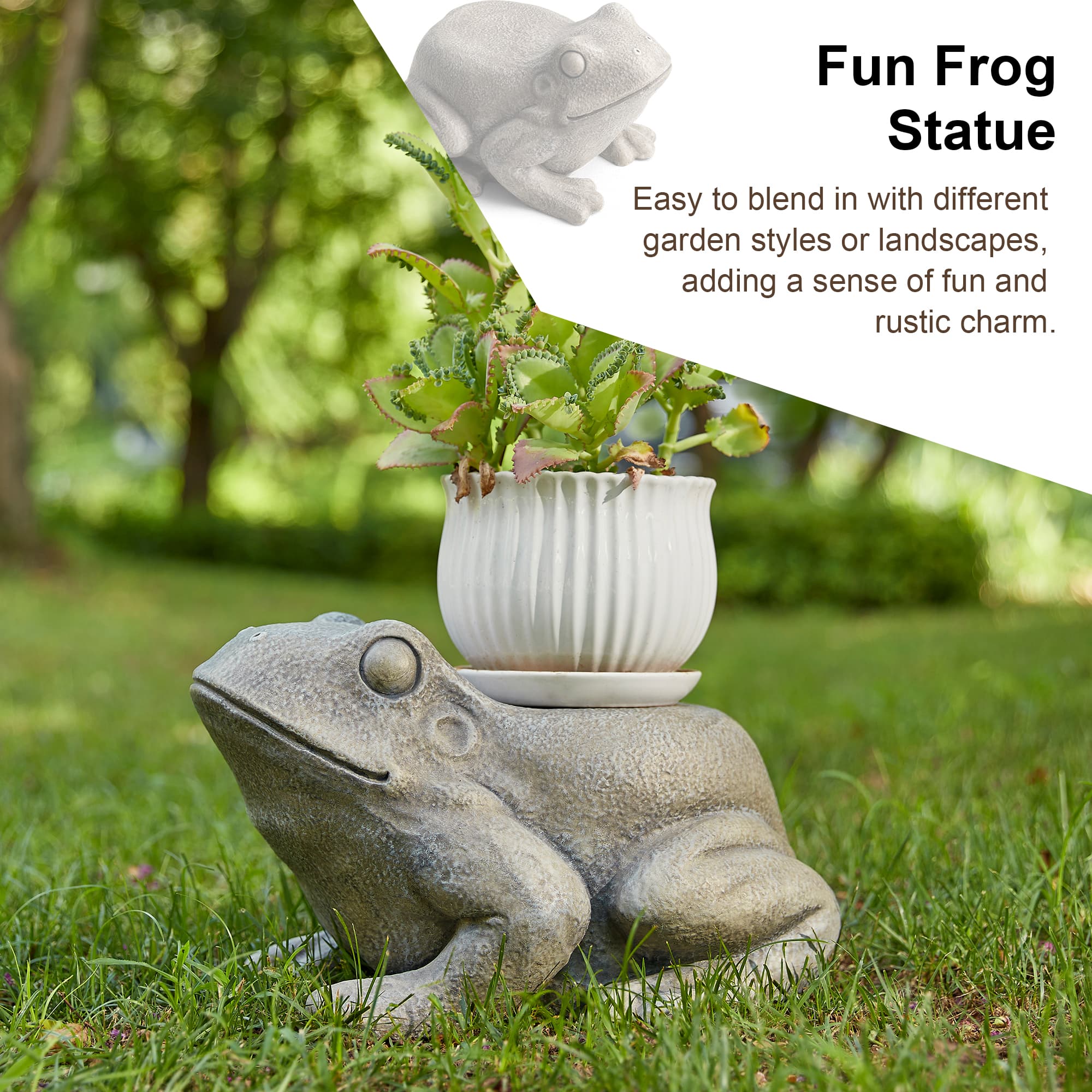 Glitzhome&#xAE; 15.25&#x22; Frog Garden Statue Planter Stand