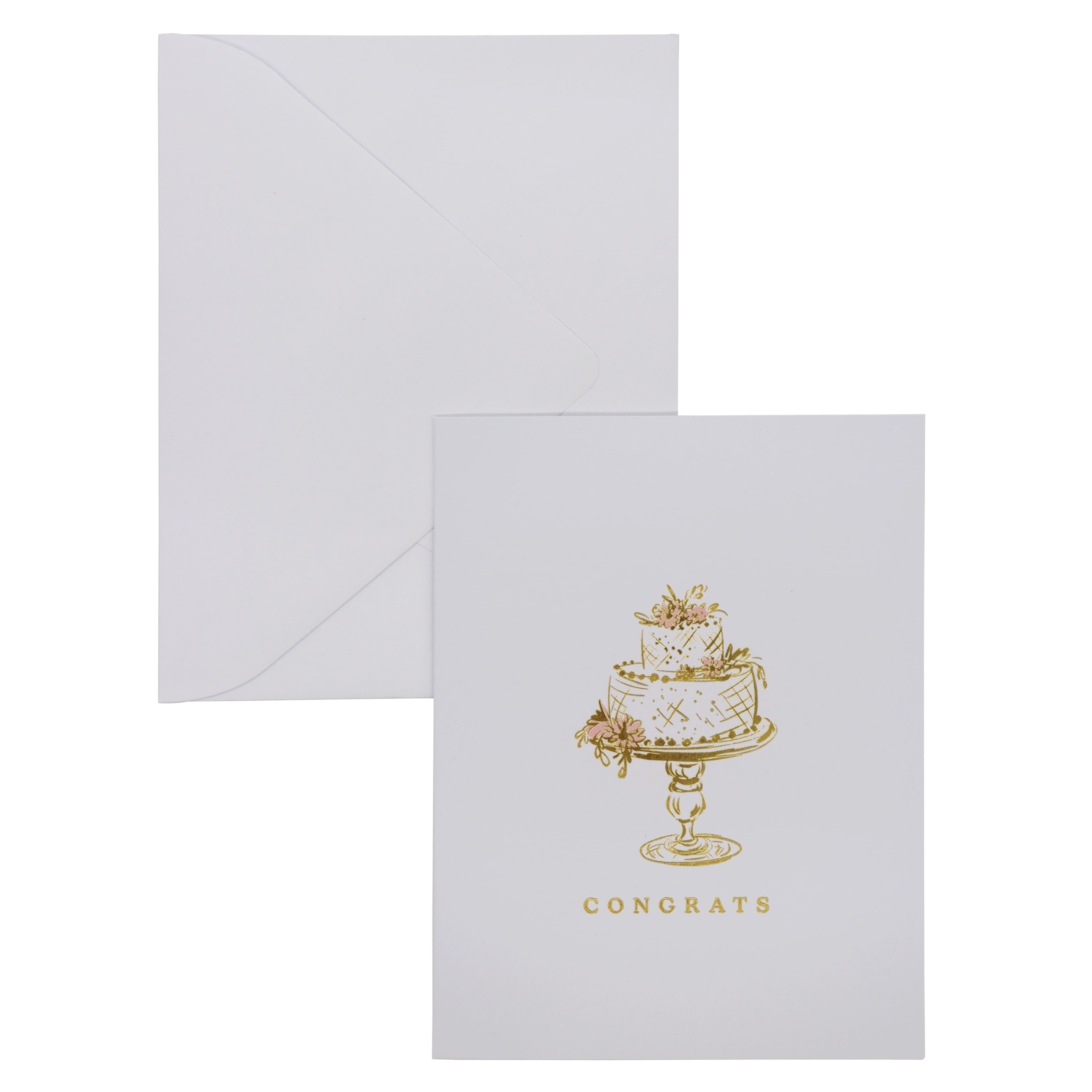 Gold Wedding Cake Congrats Blank Greeting Card Set by Celebrate It&#x2122;